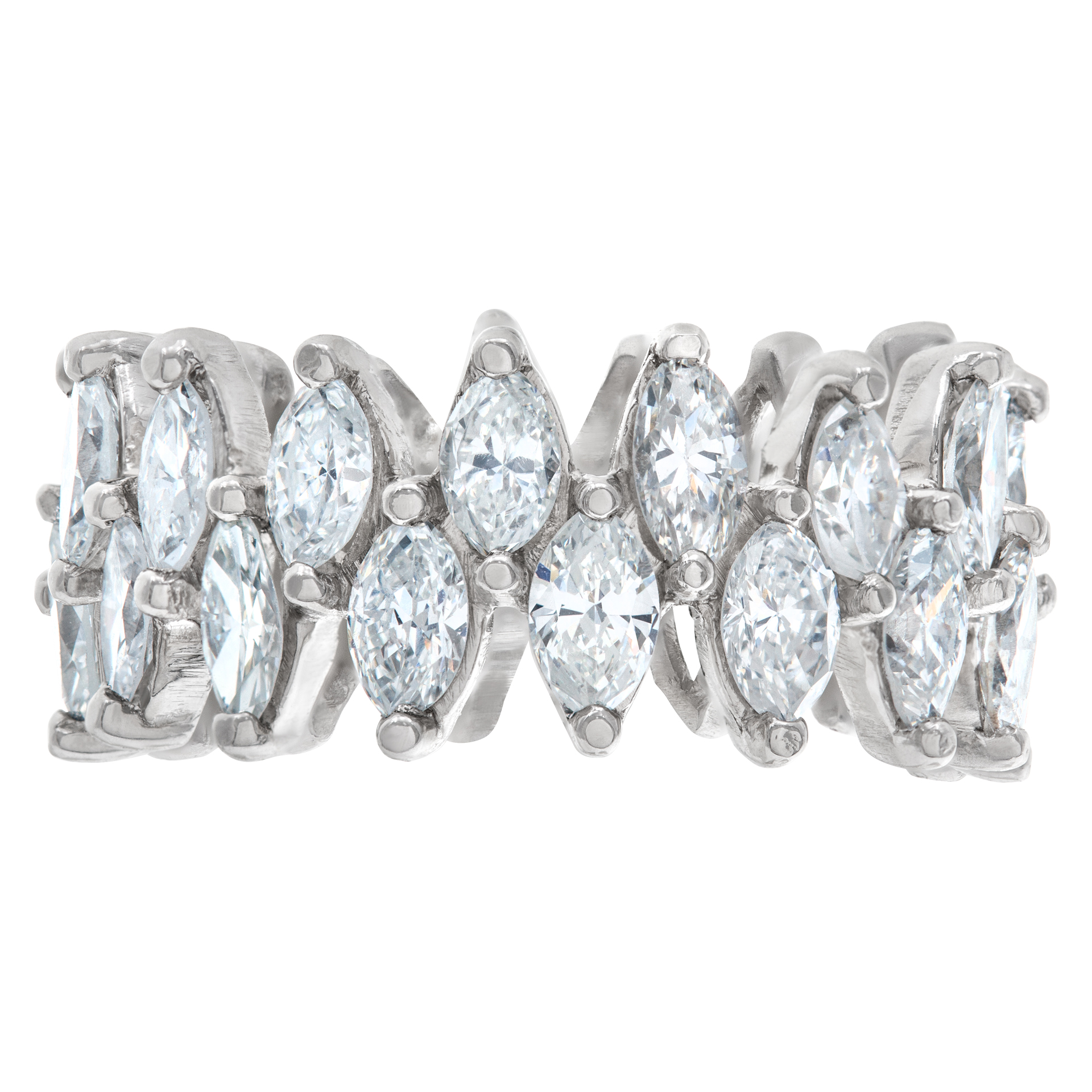 Diamond Eternity Band and Ring Lovely marquise in platinum (4.0 carats in diamonds) image 2
