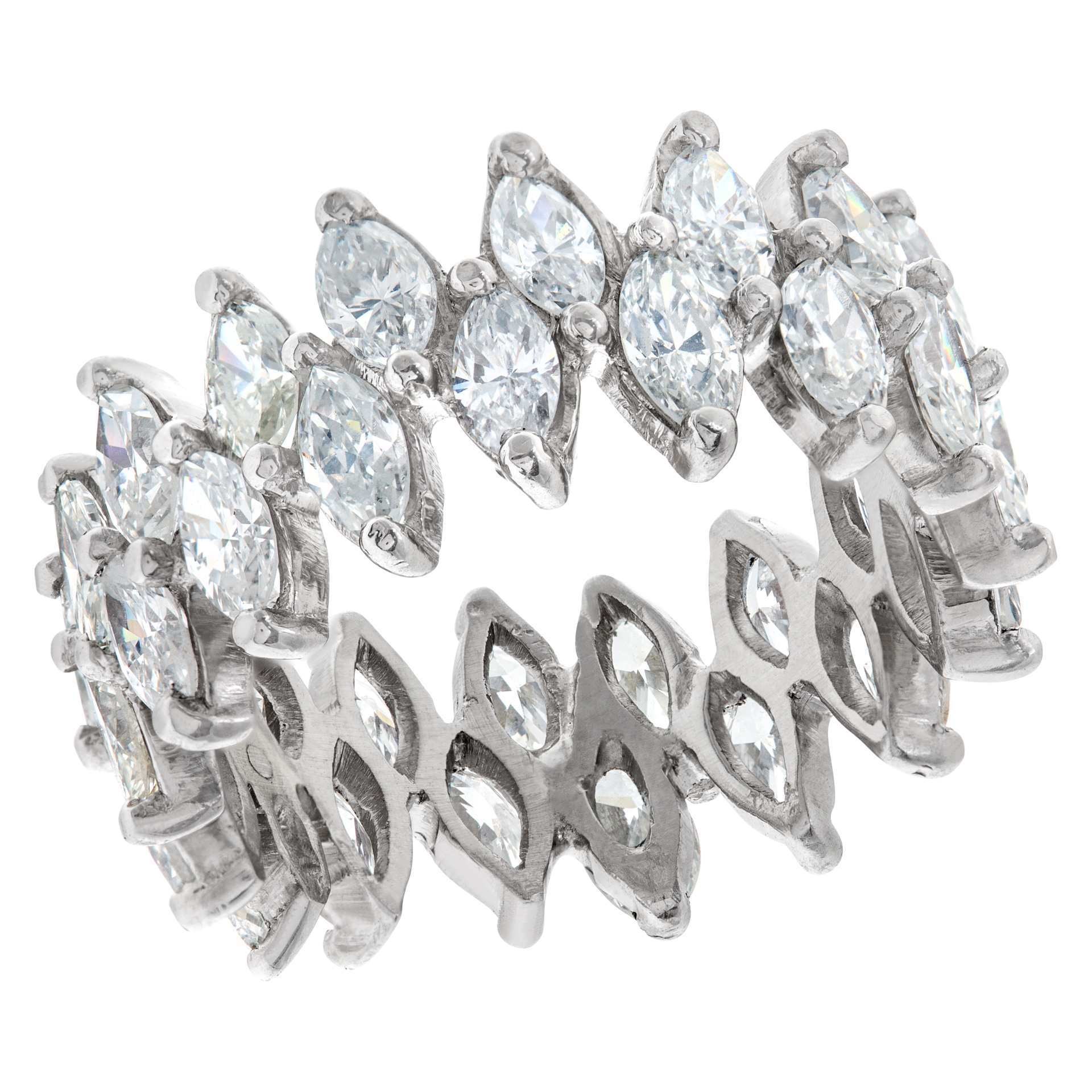 Diamond Eternity Band and Ring Lovely marquise in platinum (4.0 carats in diamonds) image 3