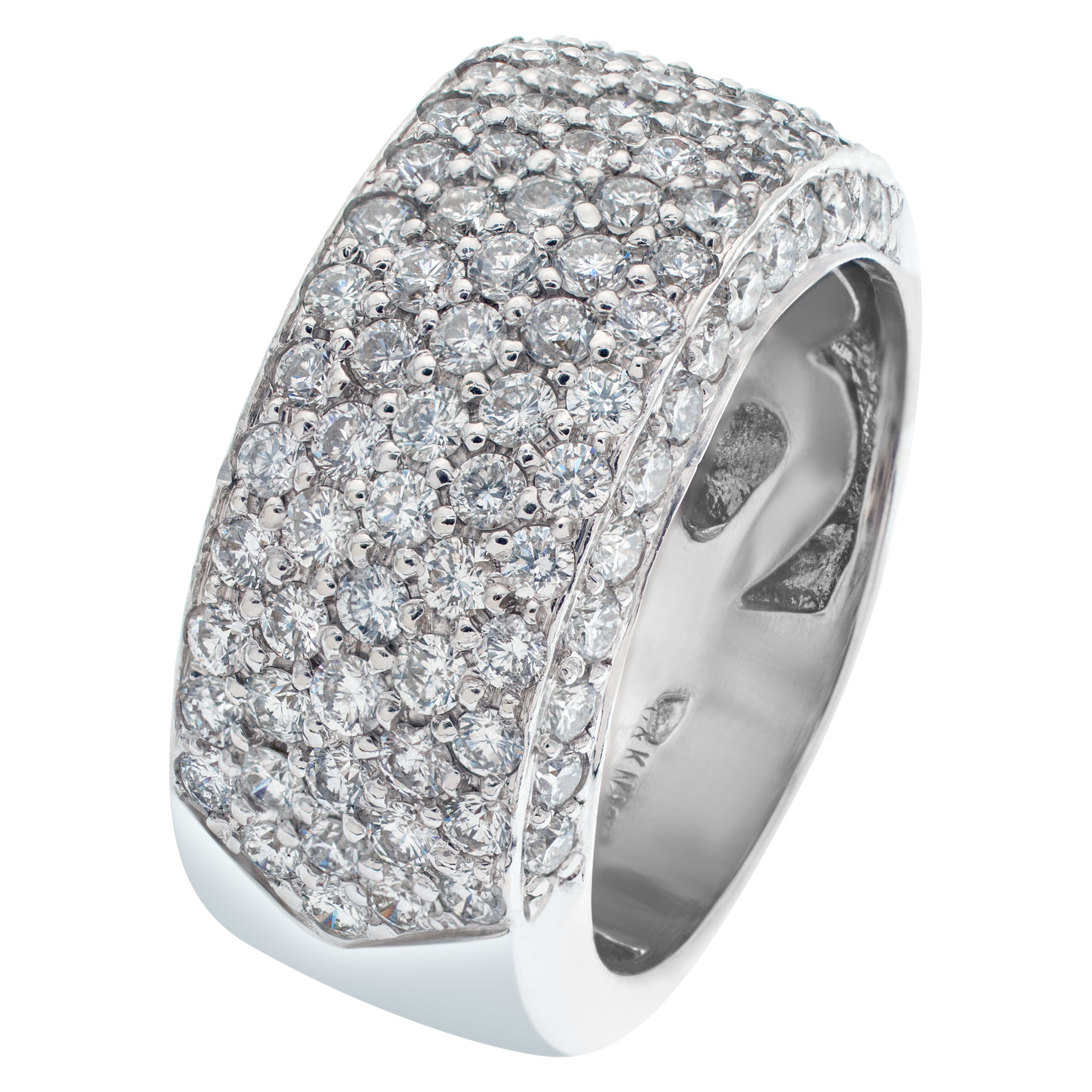 Sparkling bright micro pave diamond ring set in 18k white gold image 2
