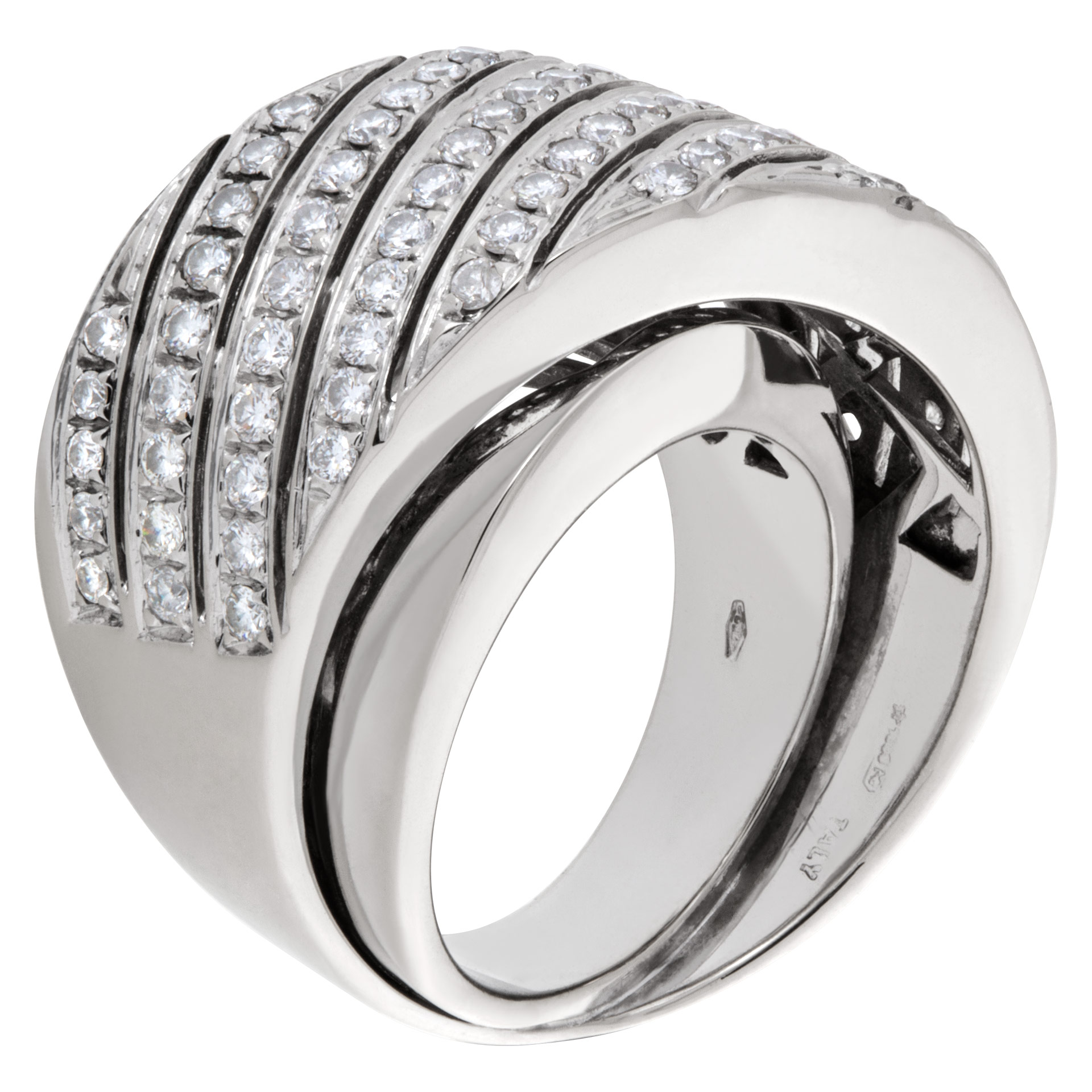 Contemporary design wide "crisscross" ring with 1.50 carat pave diamonds set in 18K white gold. image 2