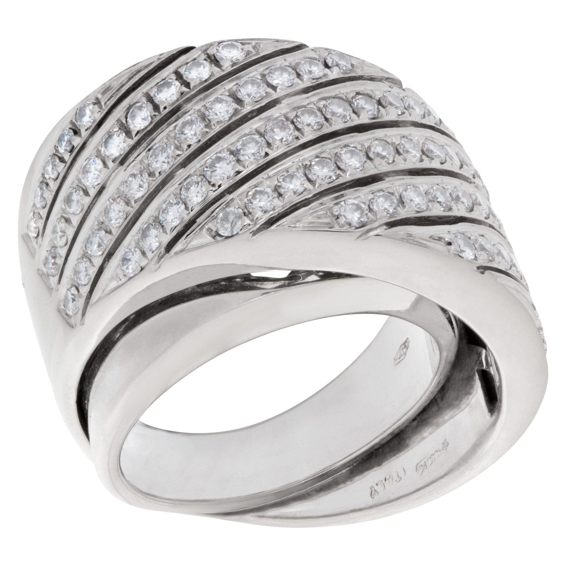 Contemporary design wide "crisscross" ring with 1.50 carat pave diamonds set in 18K white gold. image 4