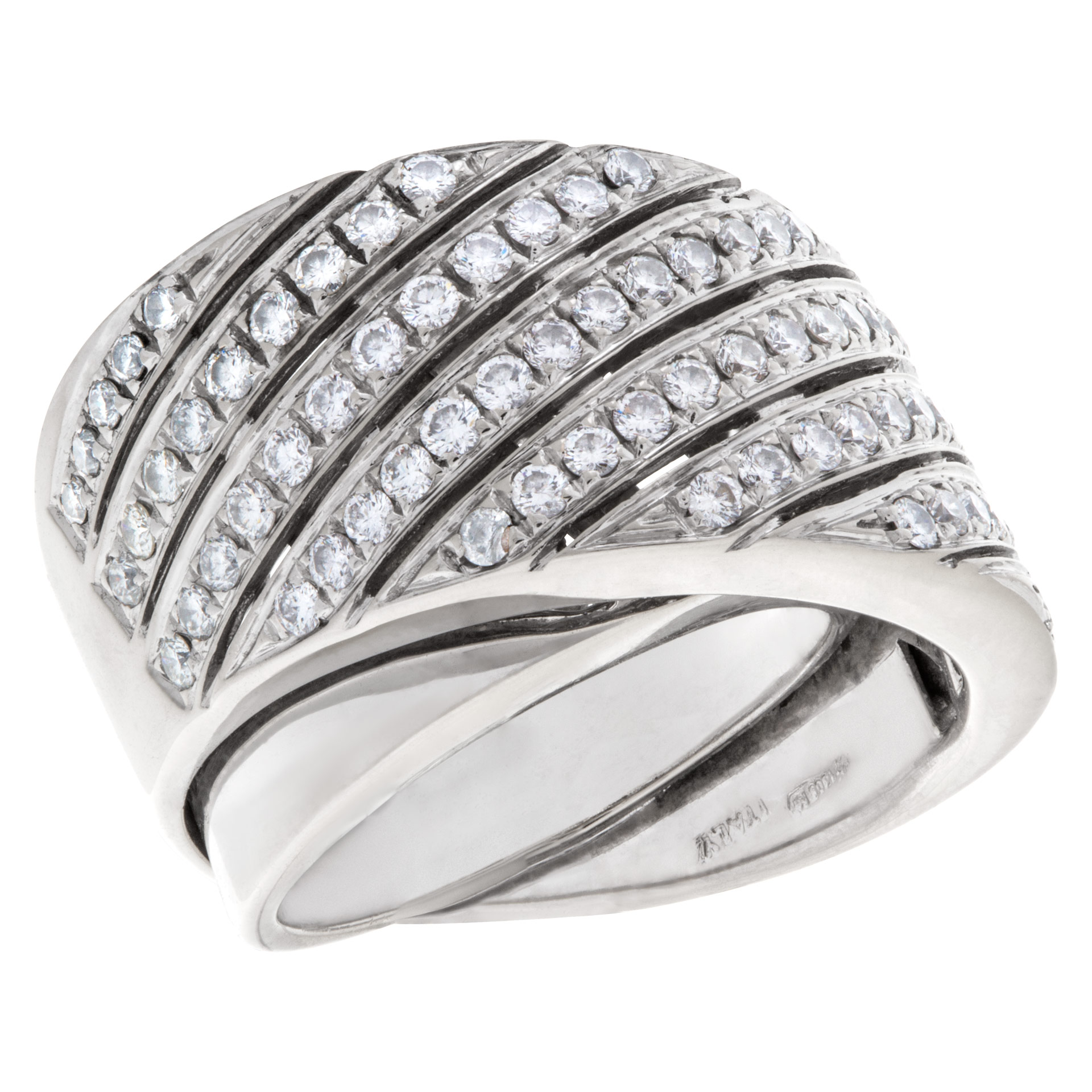 Contemporary design wide "crisscross" ring with 1.50 carat pave diamonds set in 18K white gold. image 5
