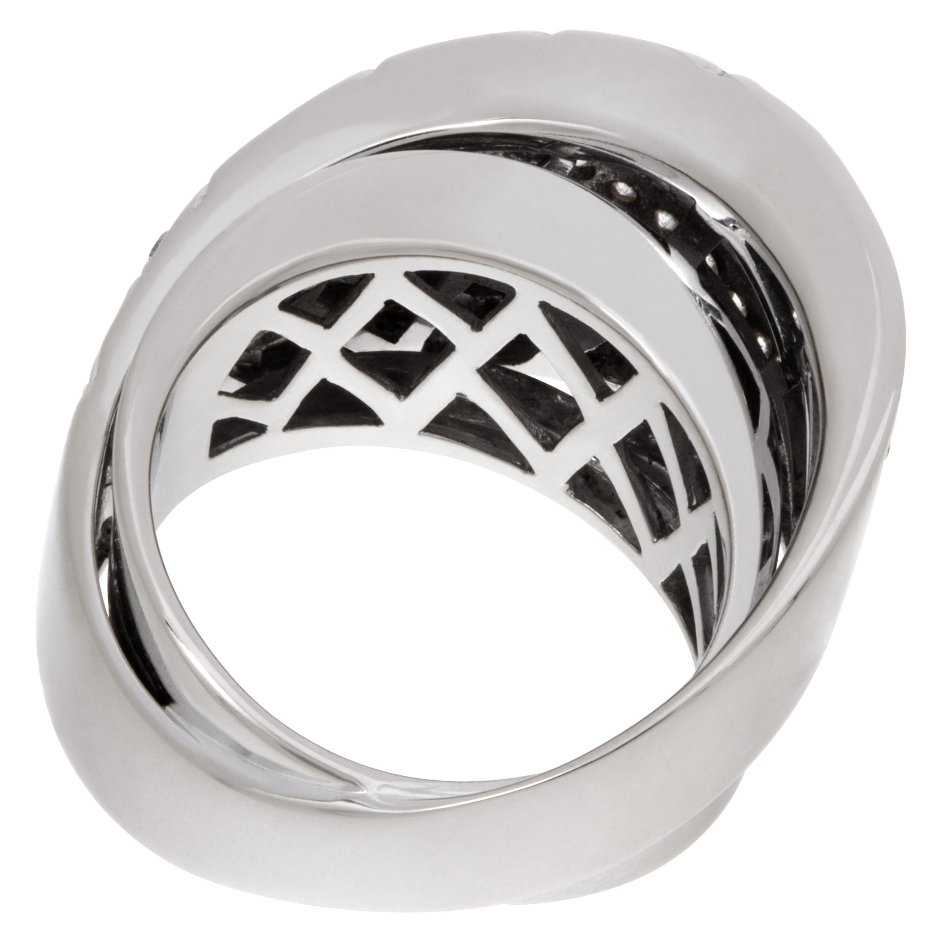 Contemporary design wide "crisscross" ring with 1.50 carat pave diamonds set in 18K white gold. image 6