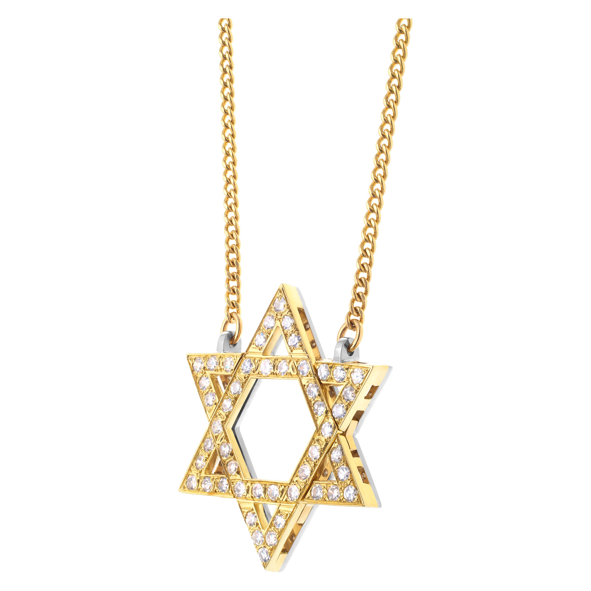 Star of David with pave 0.75 carat of diamonds in 18k yellow gold image 3