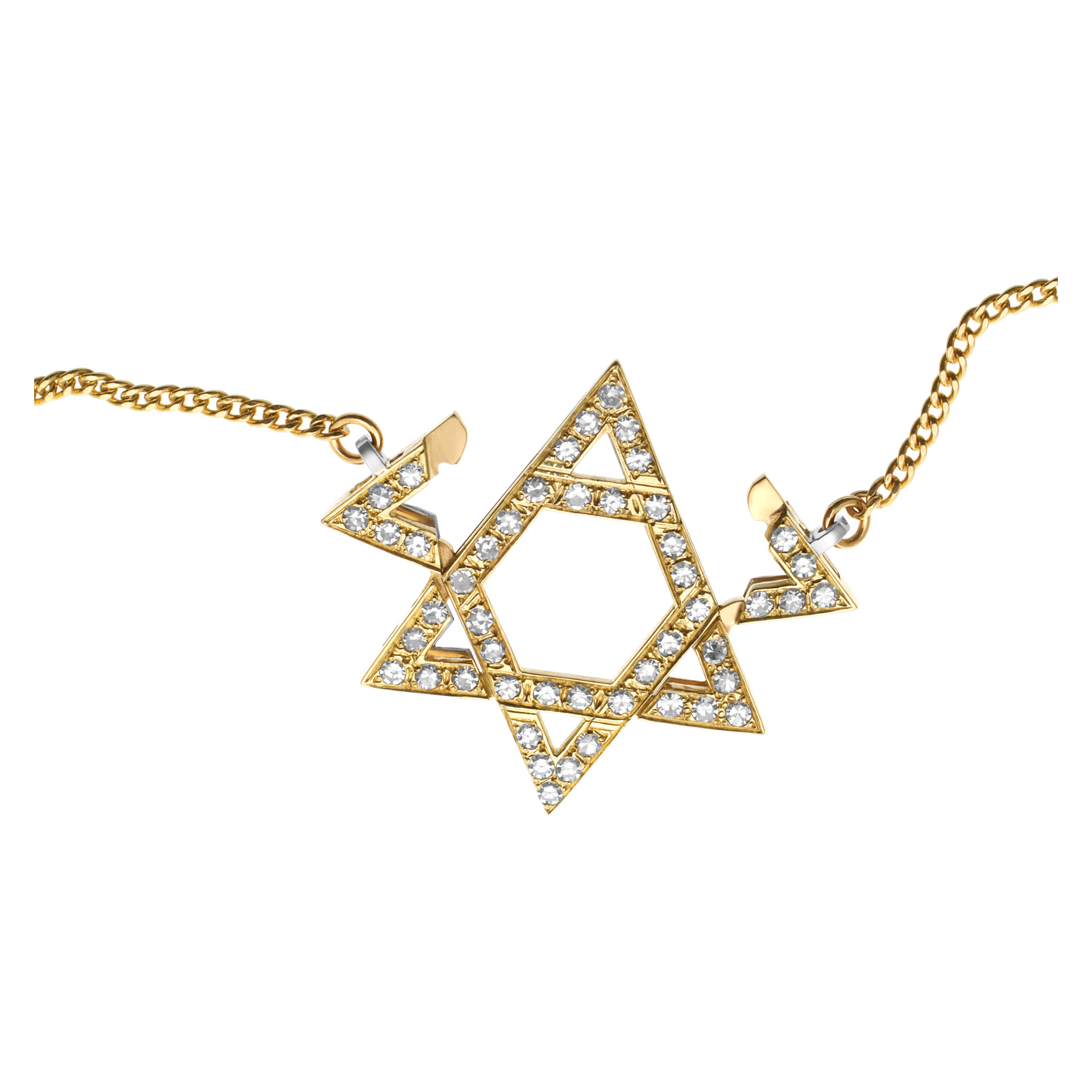 Star of David with pave 0.75 carat of diamonds in 18k yellow gold image 6