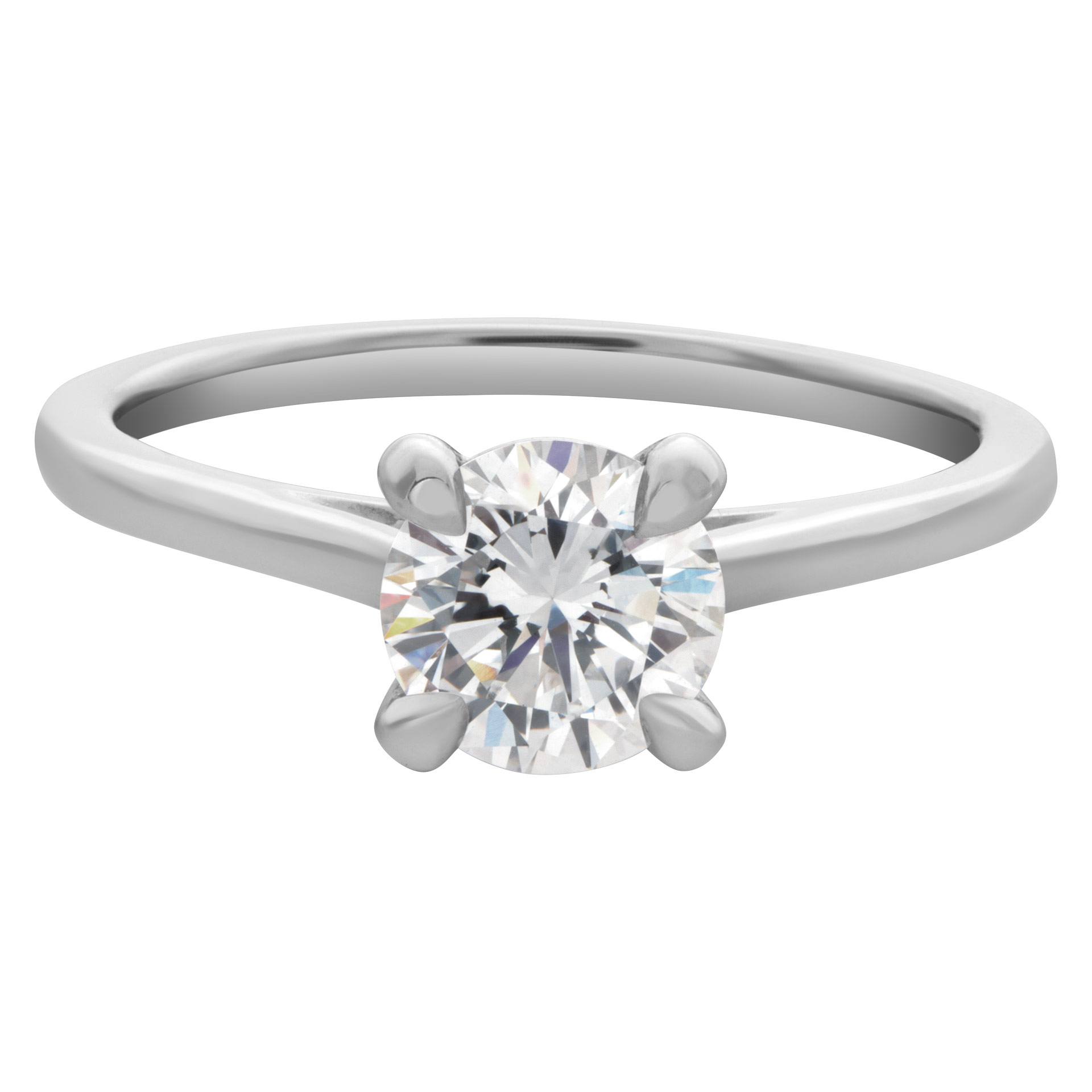 GIA certified round brilliant cut ring 1.01 carat  (E color, IF clarity) solitaire ring in 18k white gold image 1
