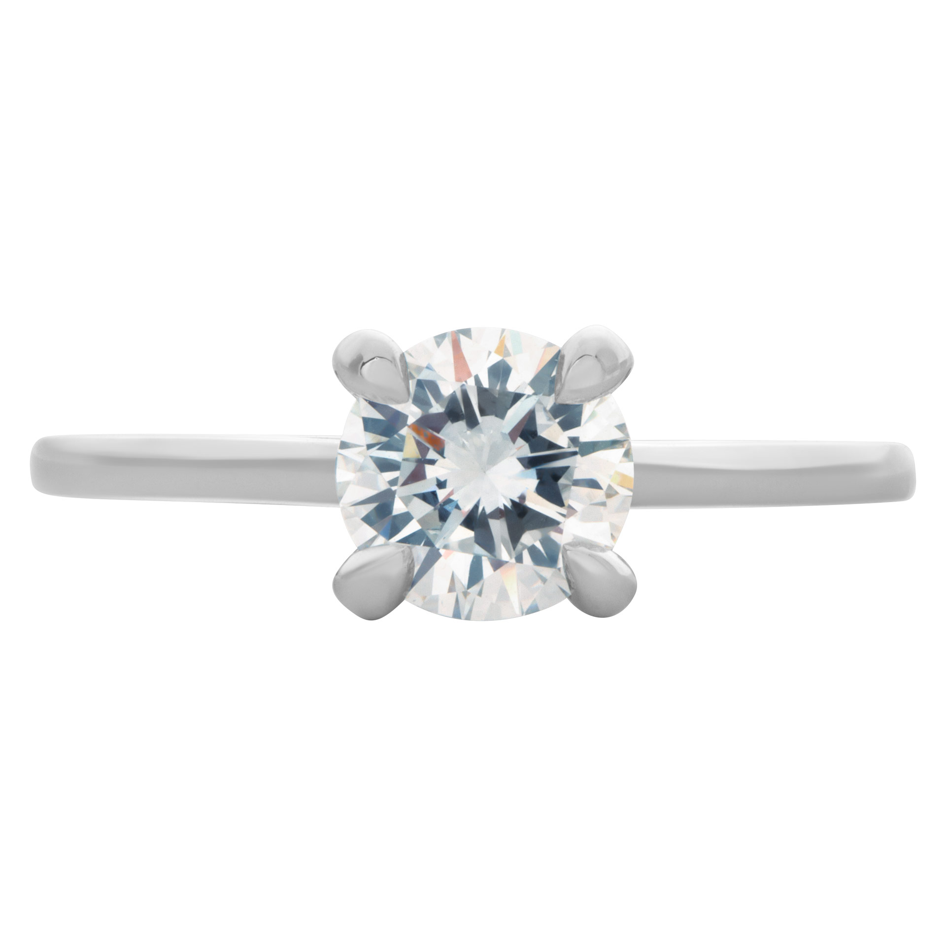GIA certified round brilliant cut ring 1.01 carat  (E color, IF clarity) solitaire ring in 18k white gold image 2