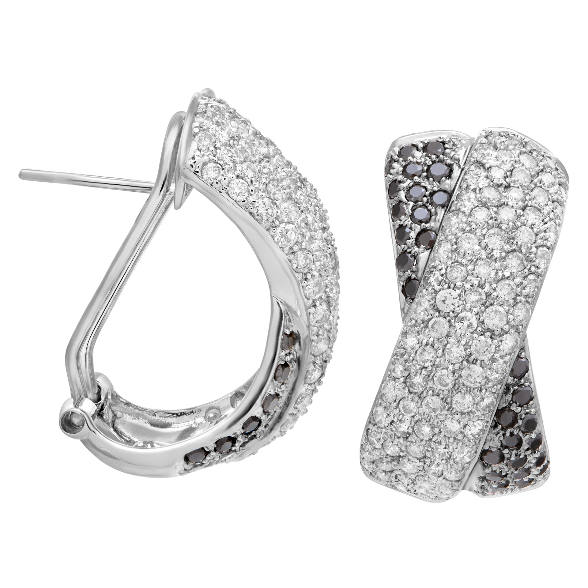 Black and white diamond earring X kisses 14k white gold image 3