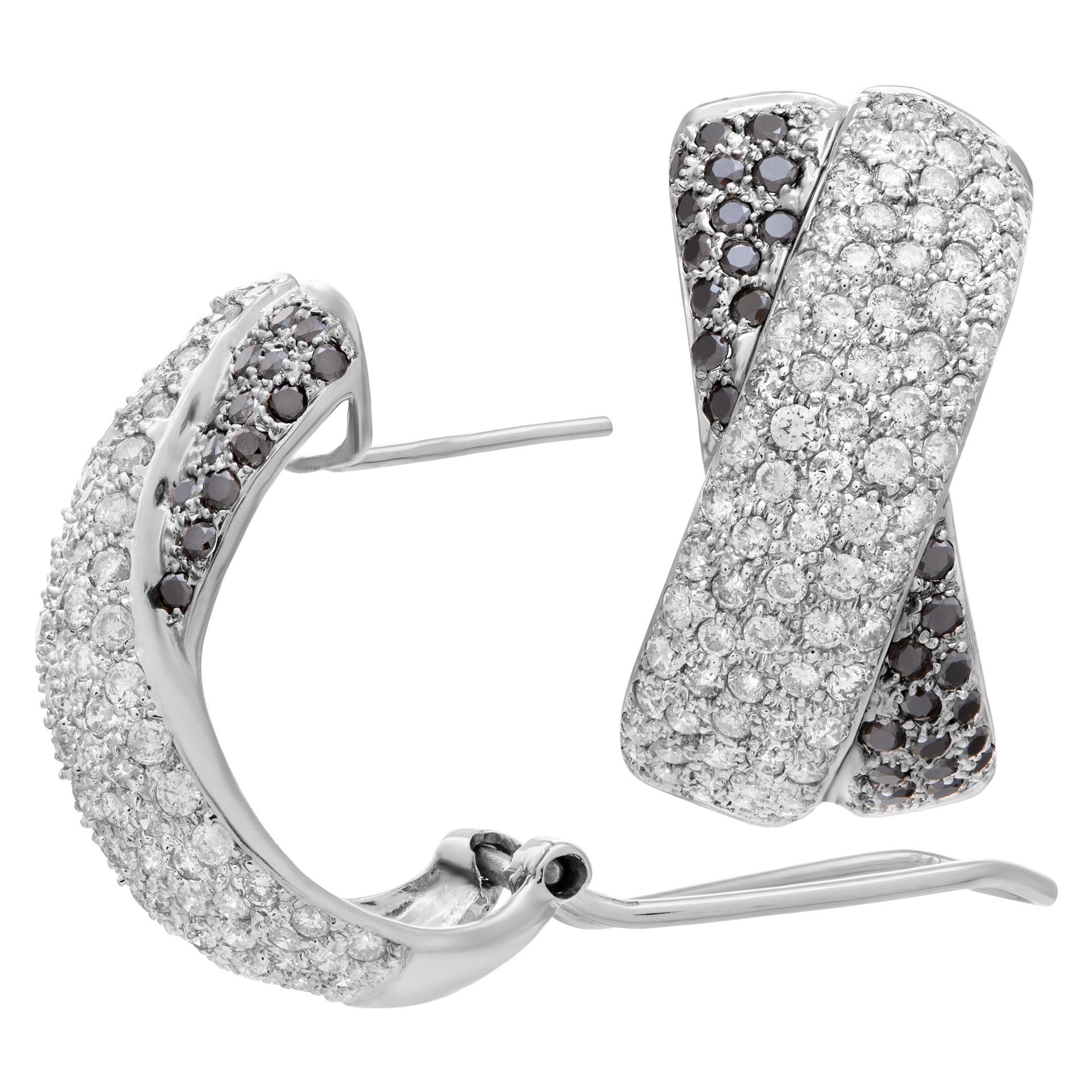 Black and white diamond earring X kisses 14k white gold image 4