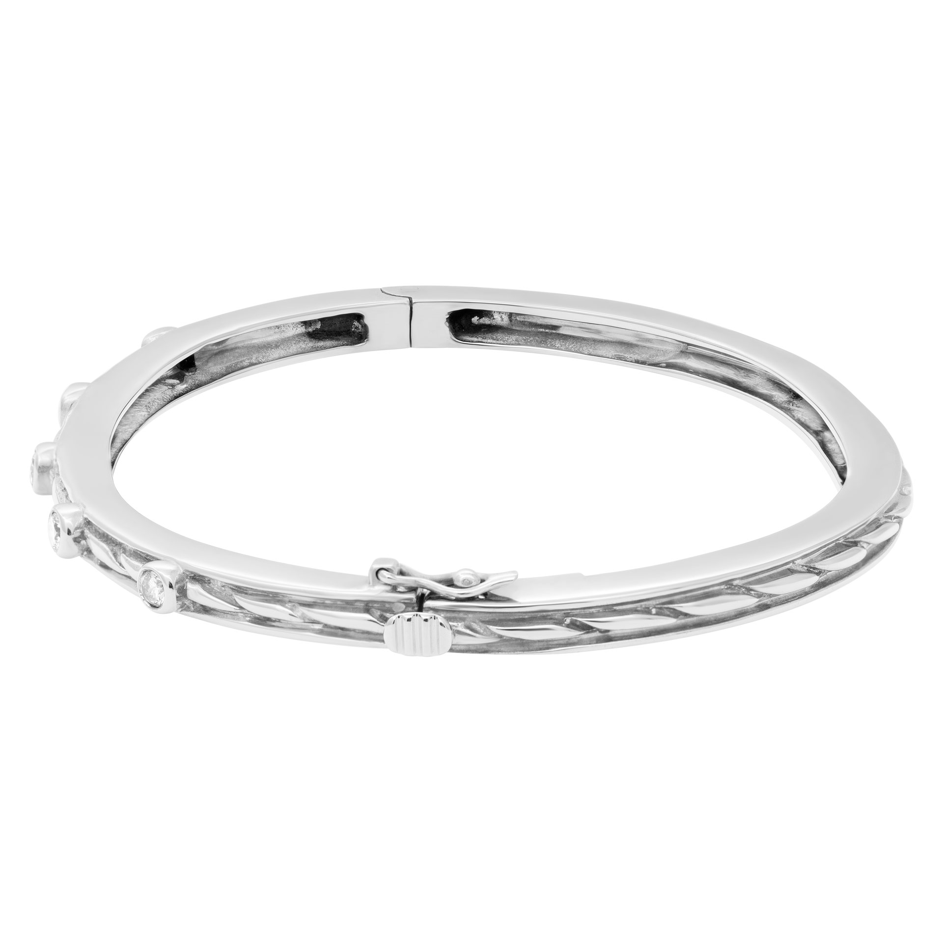 Beautiful bangle with five diamonds total  0.50 carats set in 14k white gold image 2