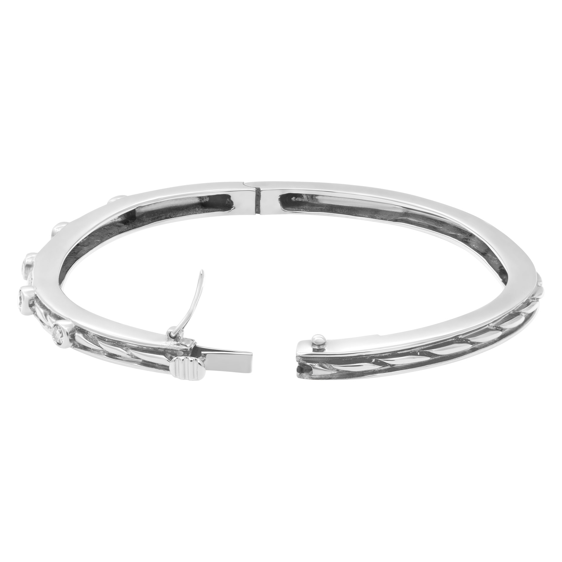 Beautiful bangle with five diamonds total  0.50 carats set in 14k white gold image 3