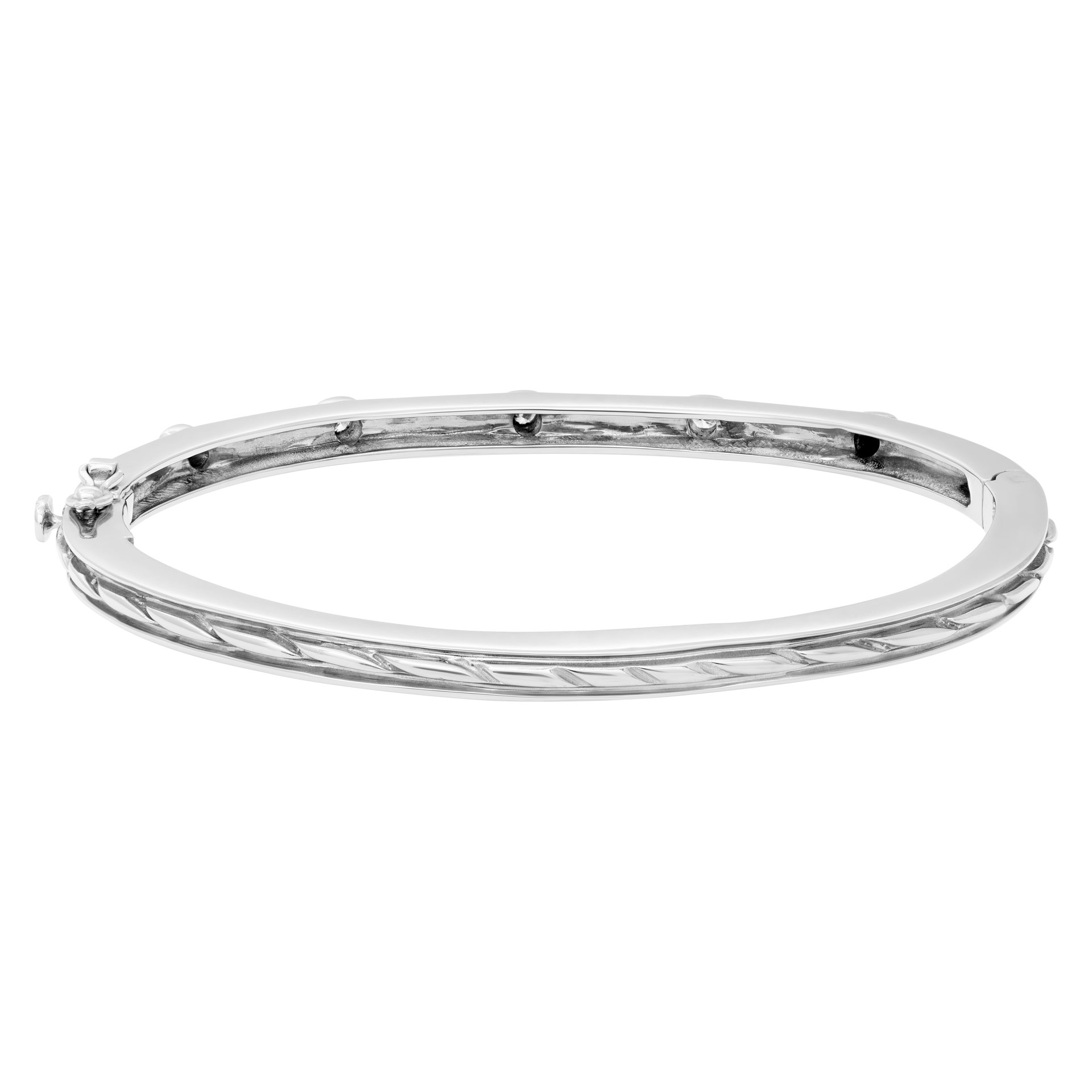 Beautiful bangle with five diamonds total  0.50 carats set in 14k white gold image 4