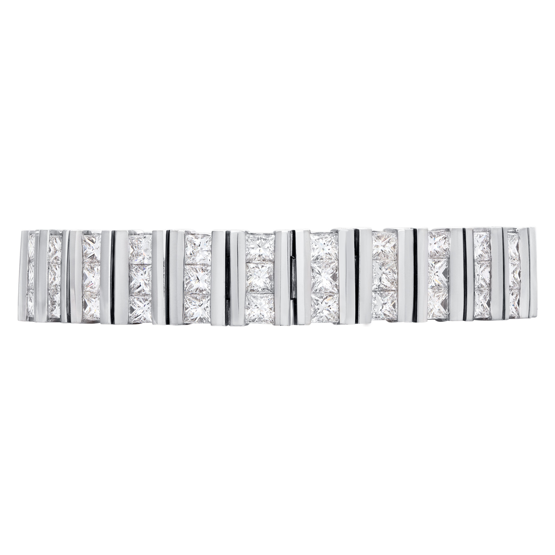 Channel set princess cut diamond bracelet in 18k white gold, over 16.20 carats in princess cut diamonds image 2