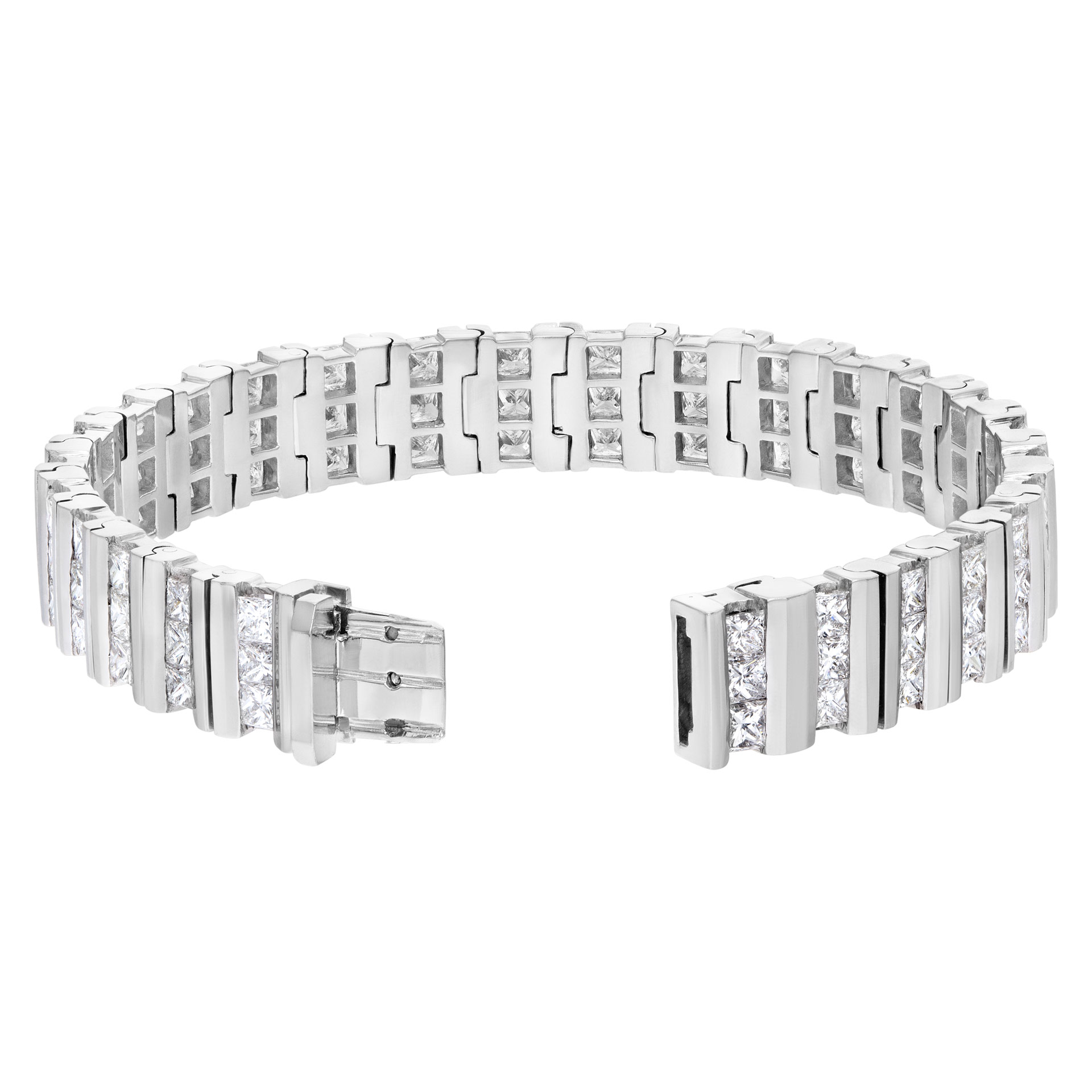 Channel set princess cut diamond bracelet in 18k white gold, over 16.20 carats in princess cut diamonds image 3