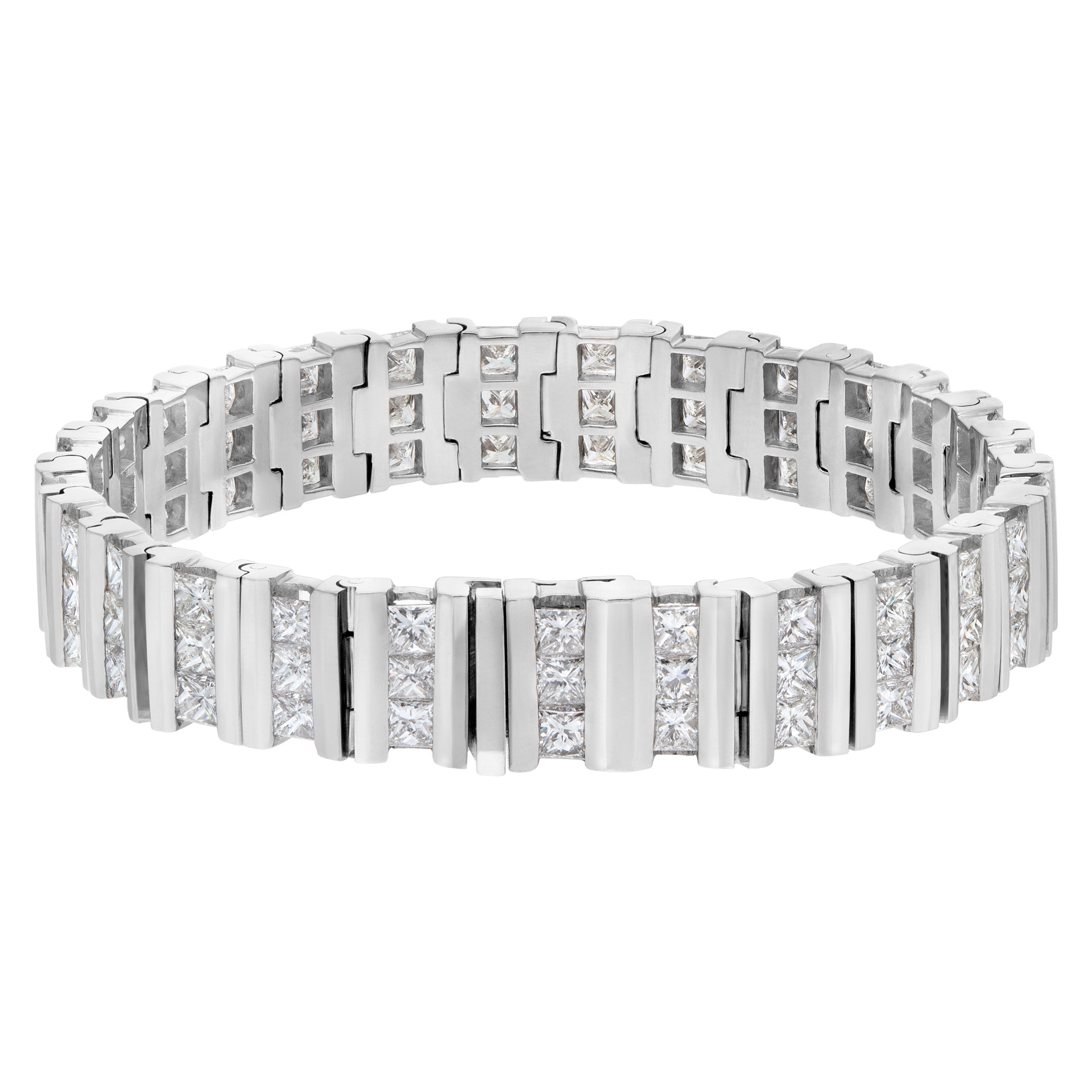 Channel set princess cut diamond bracelet in 18k white gold, over 16.20 carats in princess cut diamonds image 4