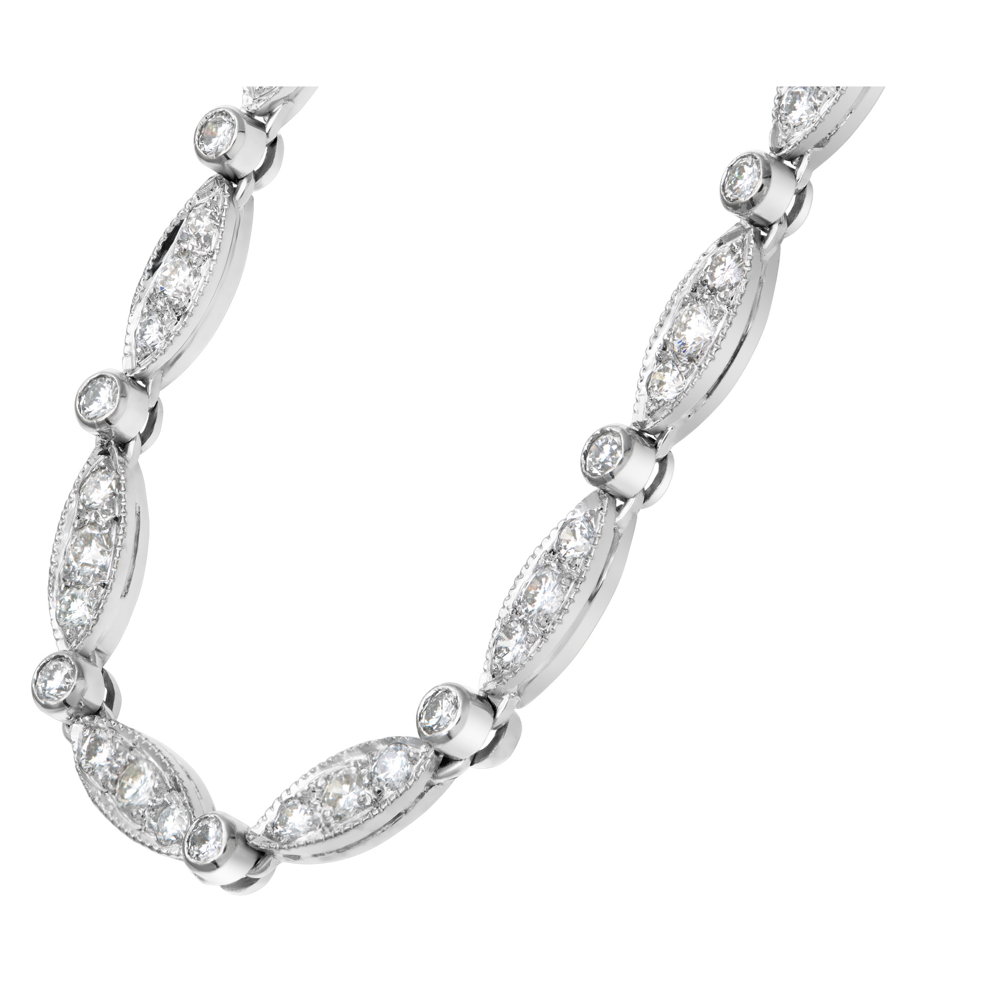 Diamond necklace in 18k white gold,  over 2 carats round brilliant cut diamonds image 2