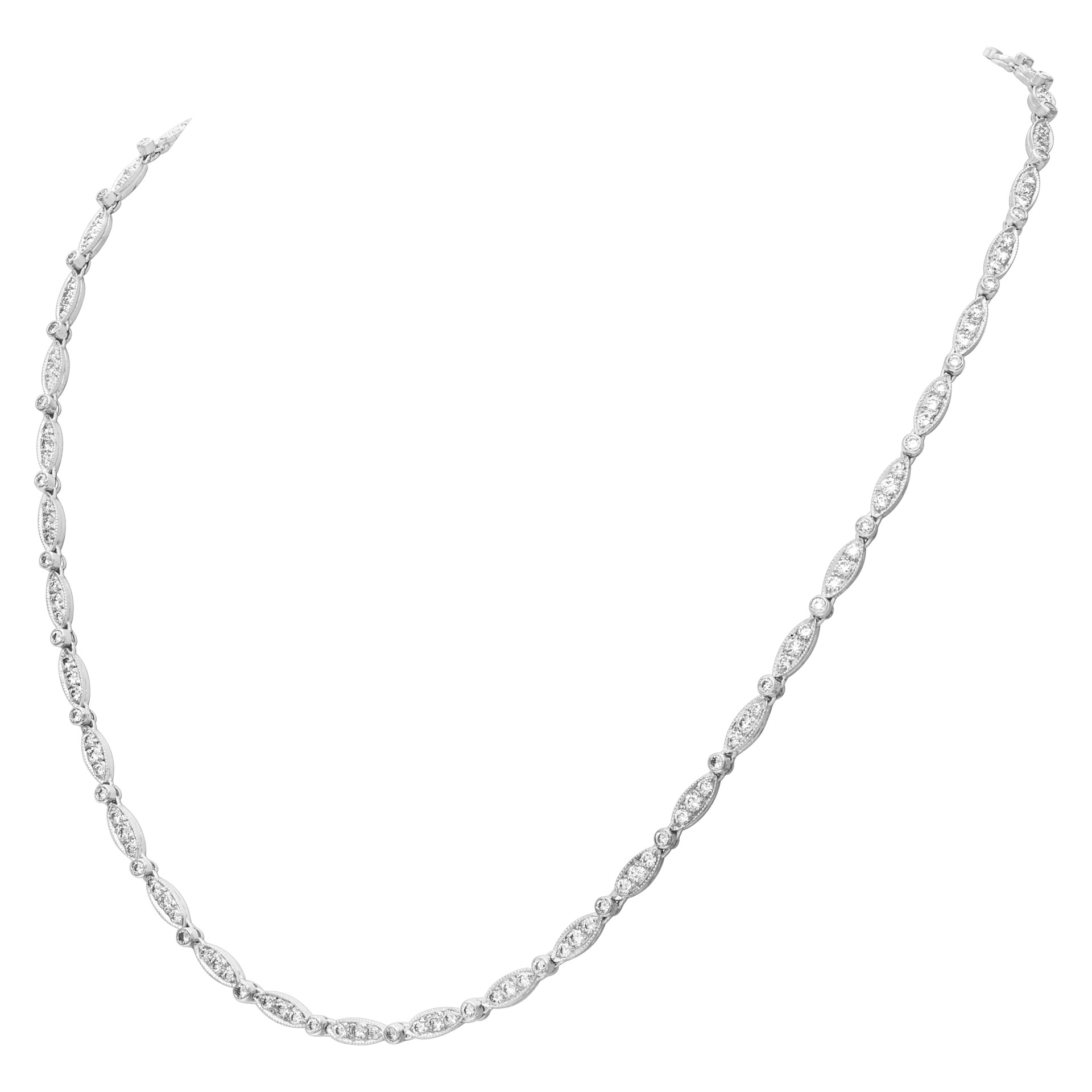 Diamond necklace in 18k white gold,  over 2 carats round brilliant cut diamonds image 3