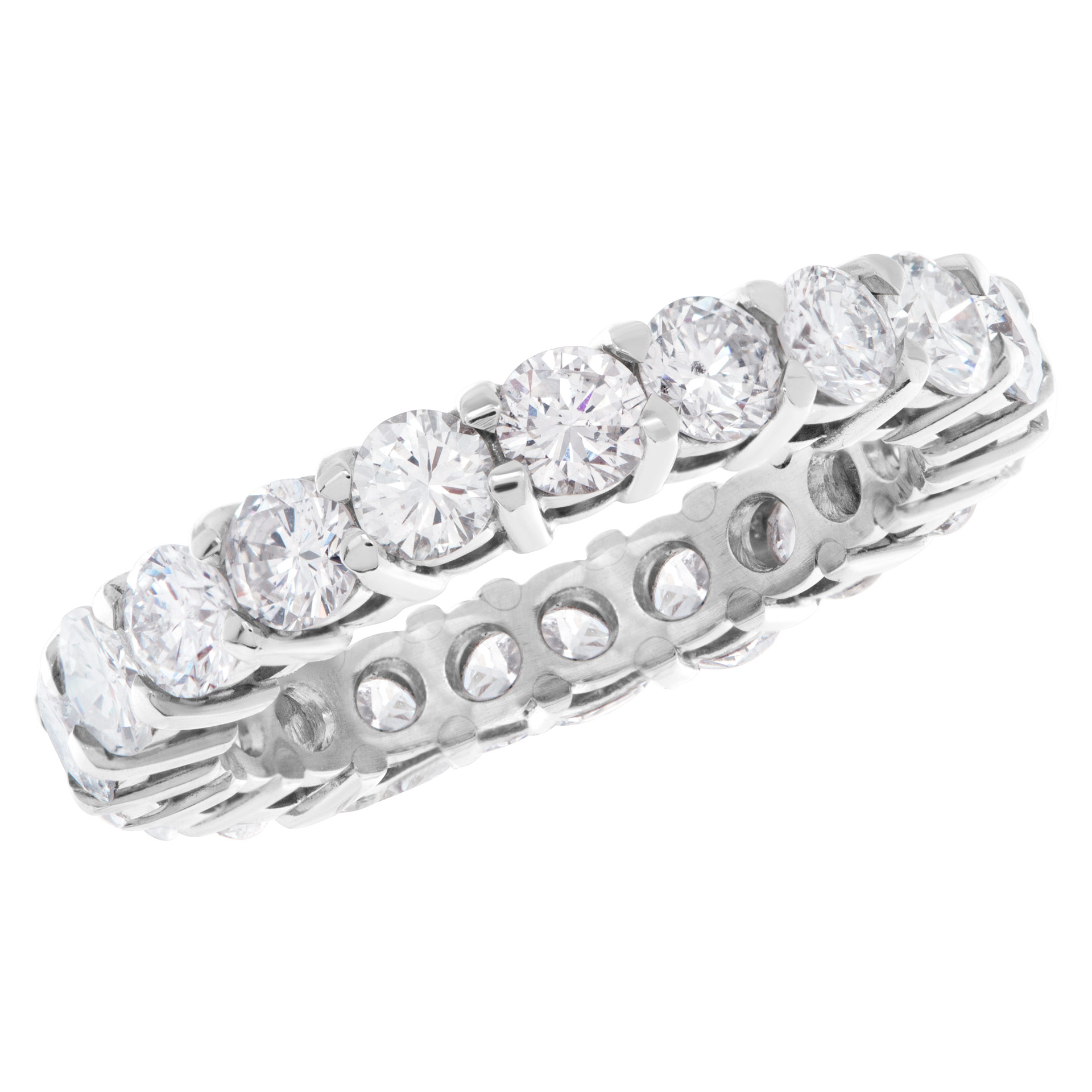 Round brilliant cut Diamonds eternity band in Platinum. Round brilliant cut diamonds total approx. weight: 2.72 carats. Size 5.75 image 3