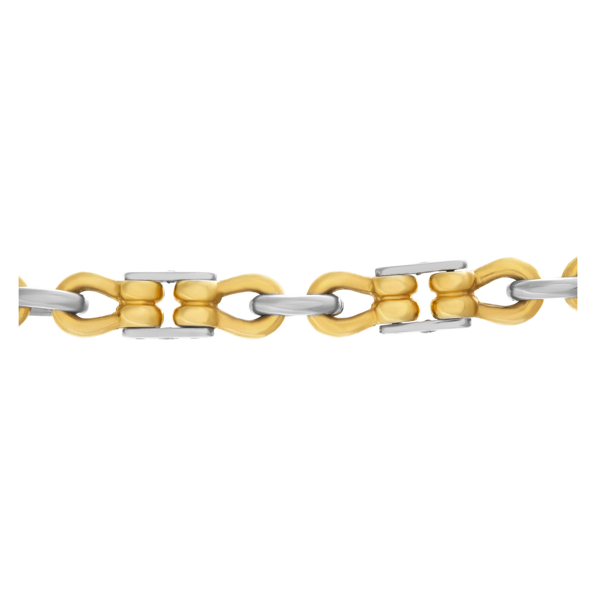 Mechanical link 18k white & yellow gold chain with diamond accents image 5