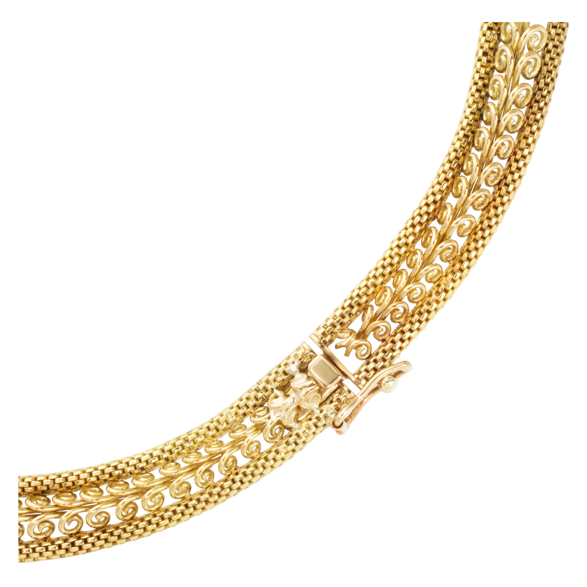 Swirl link choker necklace with diamond accents in 18k (Stones) image 5