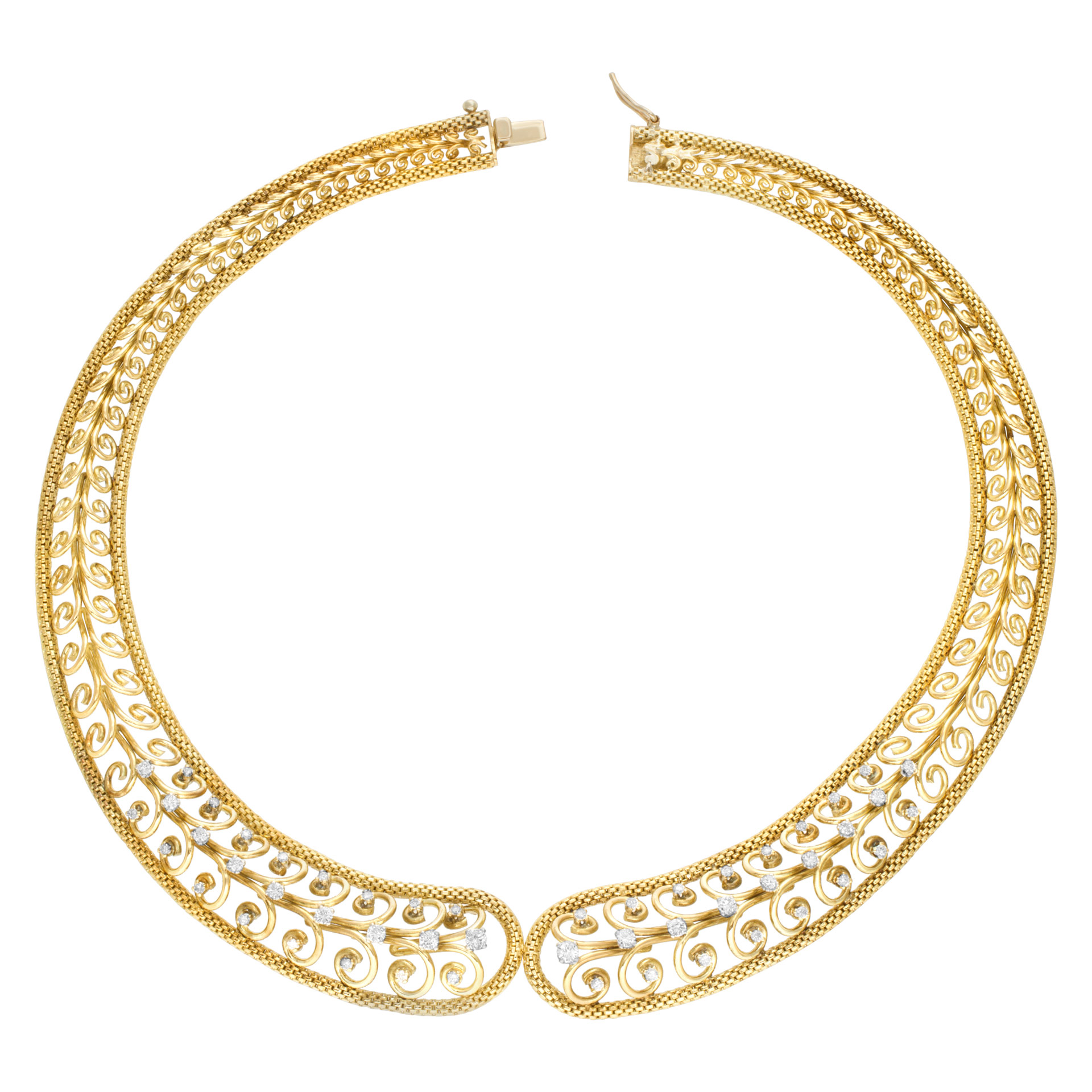 Swirl link choker necklace with diamond accents in 18k (Stones) image 7