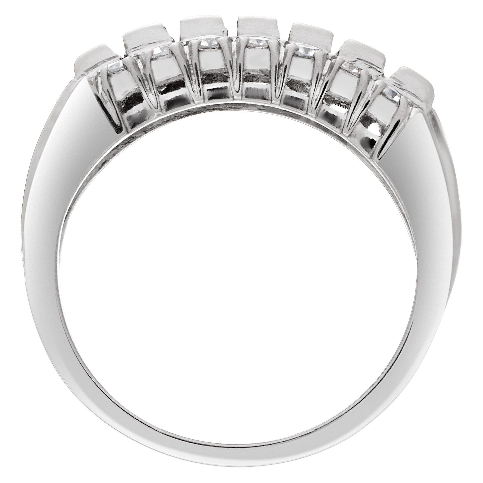 Vintage diamond pinky ring in 14k white gold with 0.65 carats in round & baguette diamonds image 4
