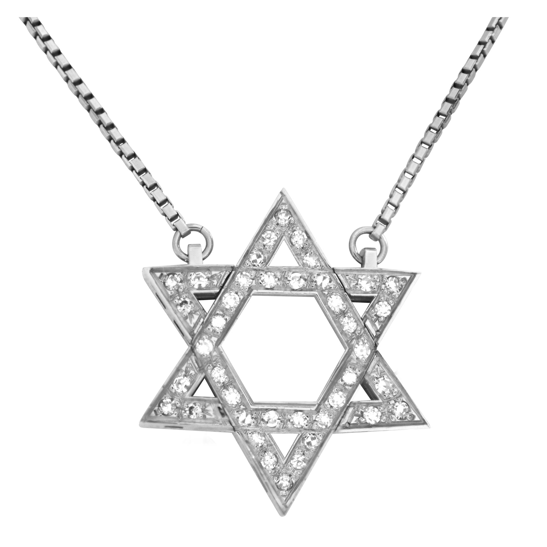 "Star of David" pendant with approximately 0.75 carat pave diamonds set in 18k white gold image 2