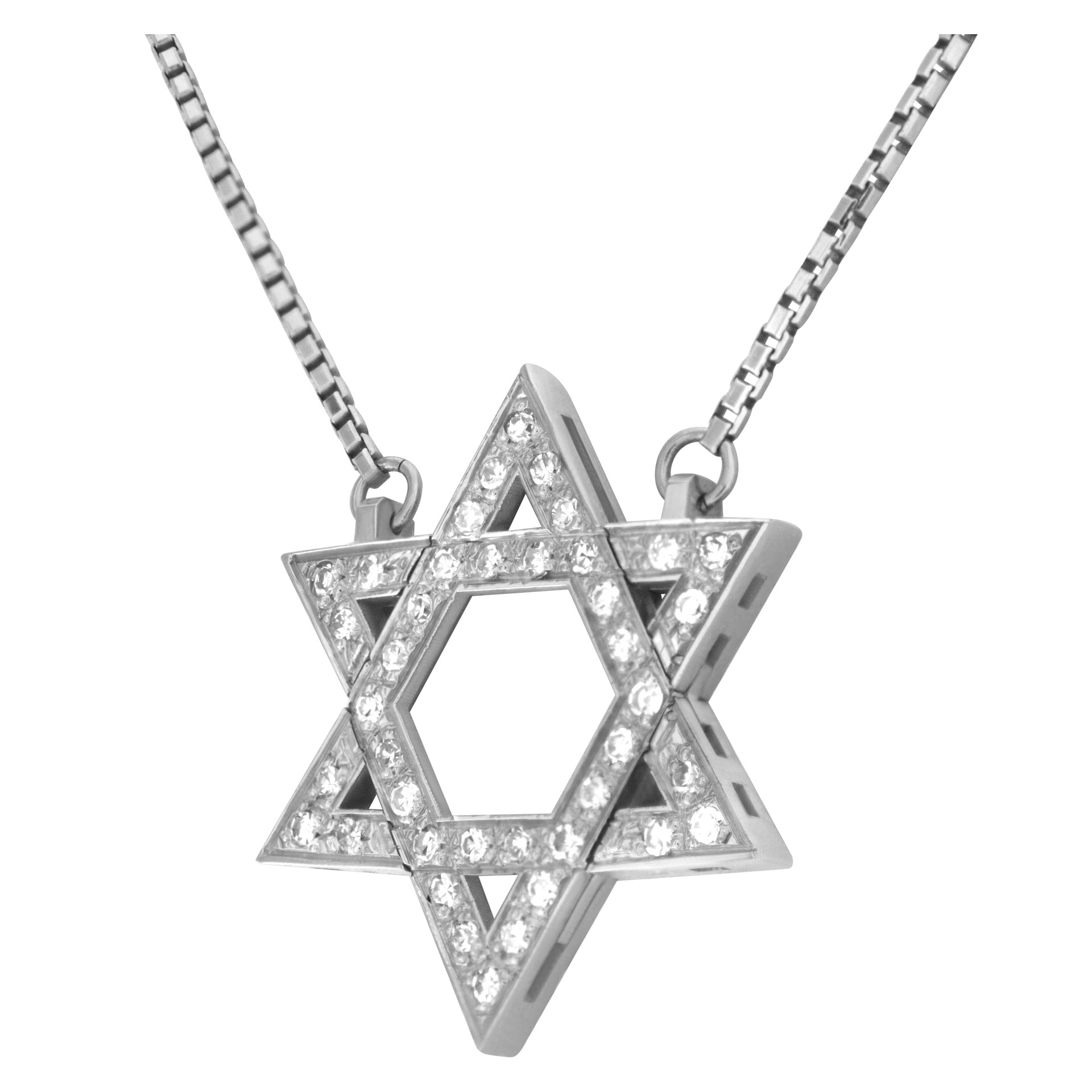 "Star of David" pendant with approximately 0.75 carat pave diamonds set in 18k white gold image 3
