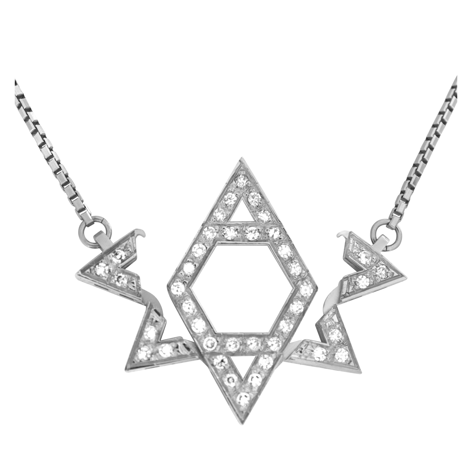 "Star of David" pendant with approximately 0.75 carat pave diamonds set in 18k white gold image 4