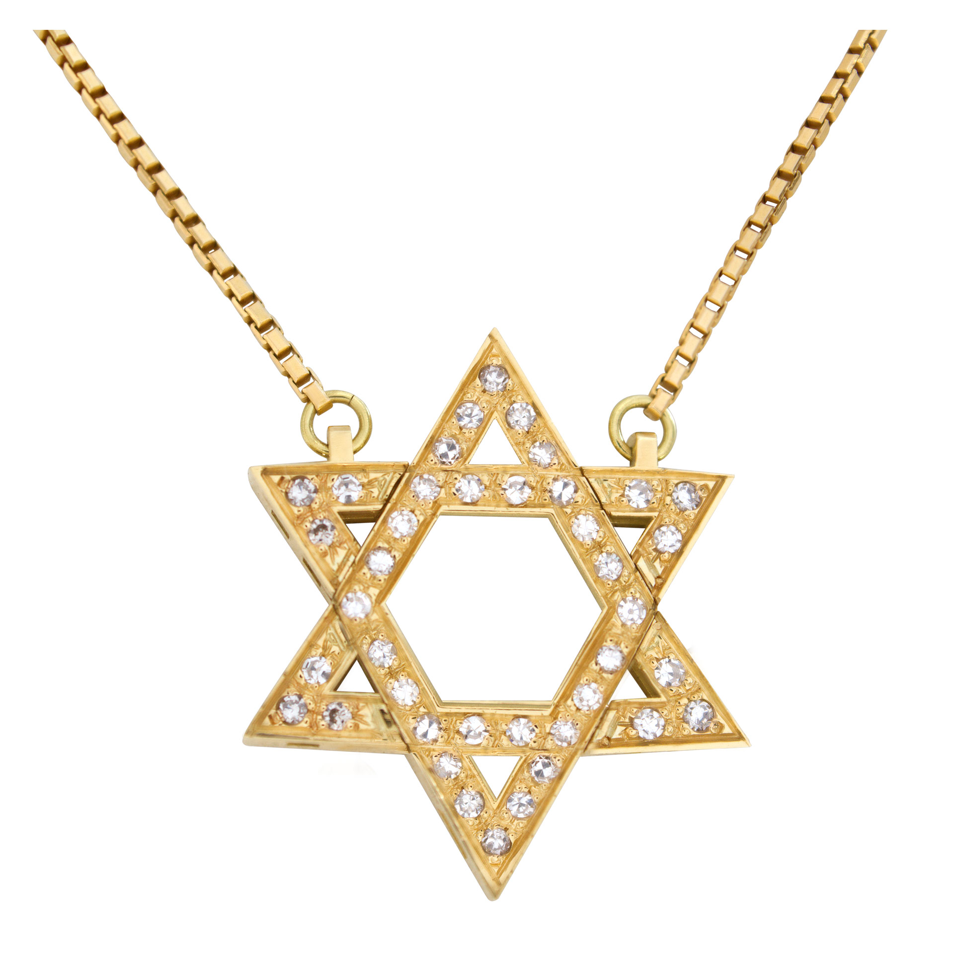 "Star of David" pendant with approximately 0.75 carat pave diamonds set in 18k yellow gold image 2