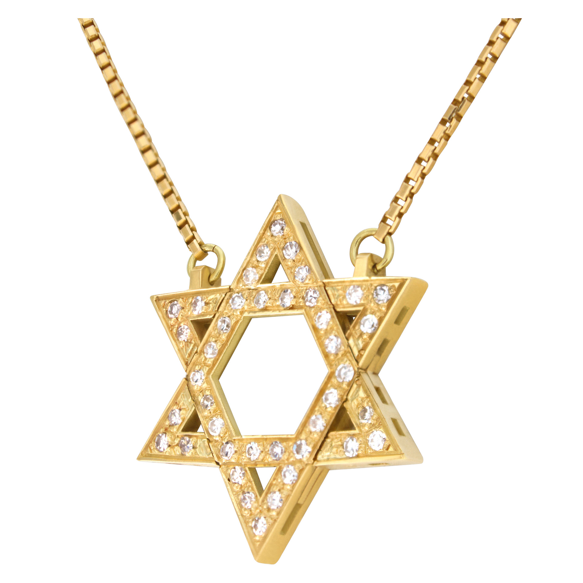 "Star of David" pendant with approximately 0.75 carat pave diamonds set in 18k yellow gold image 3