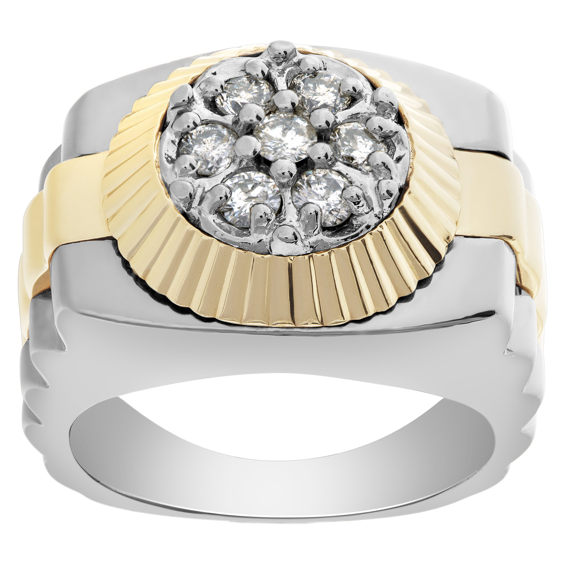 President style diamond ring in 14k white and yellow gold. image 1