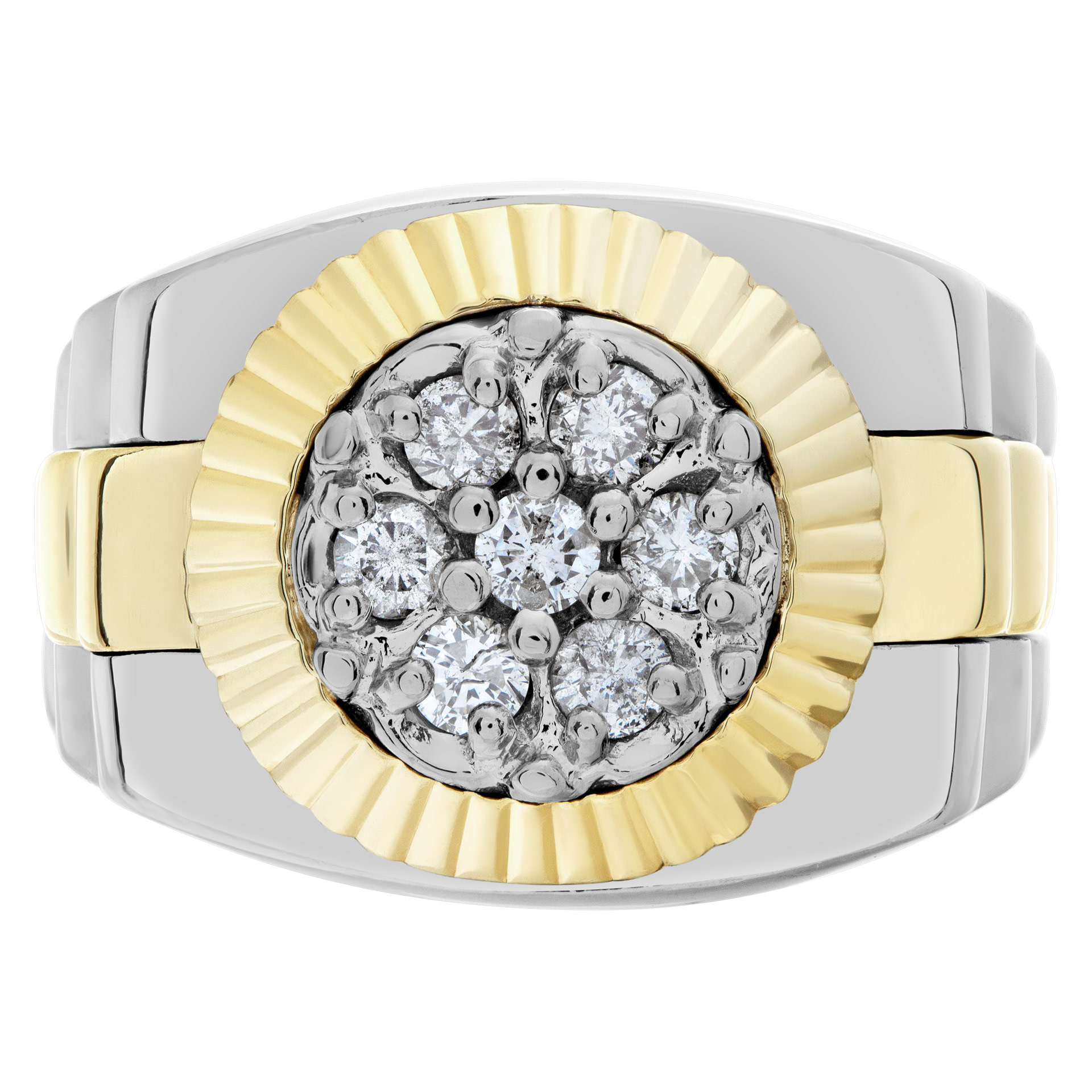 President style diamond ring in 14k white and yellow gold. image 2