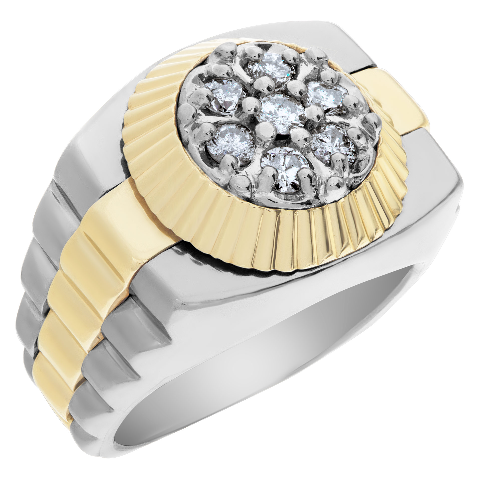 President style diamond ring in 14k white and yellow gold. image 3