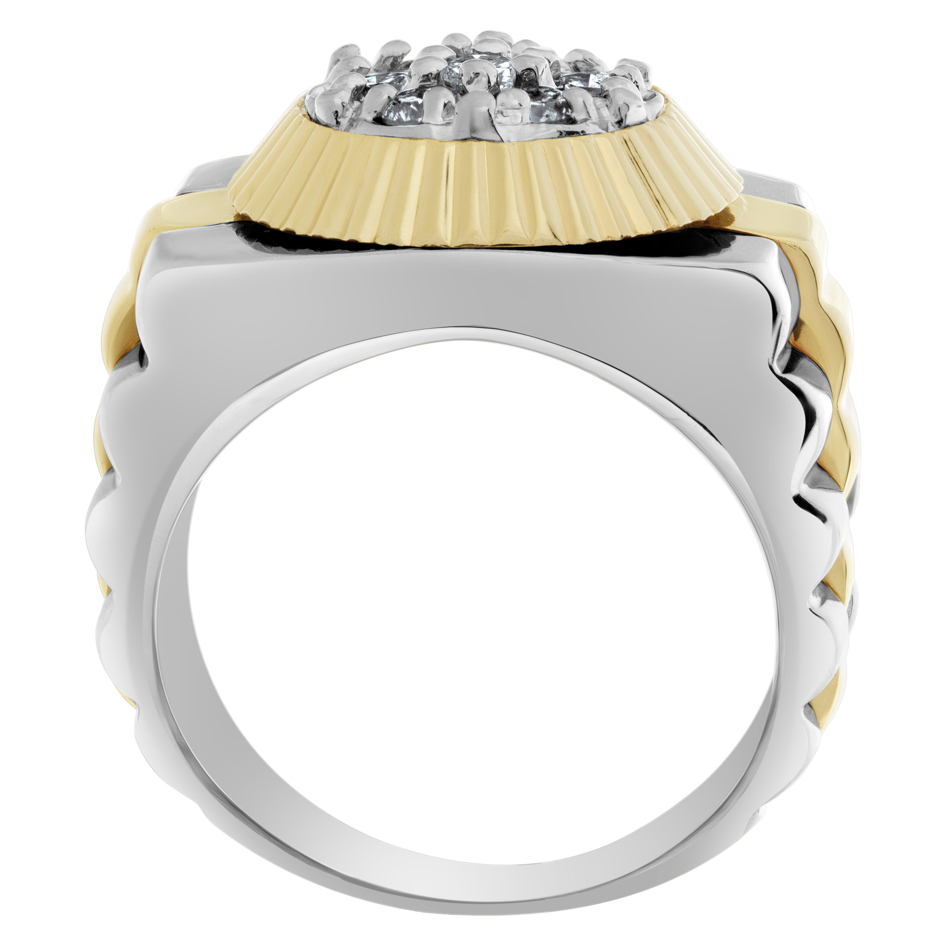 President style diamond ring in 14k white and yellow gold. image 4
