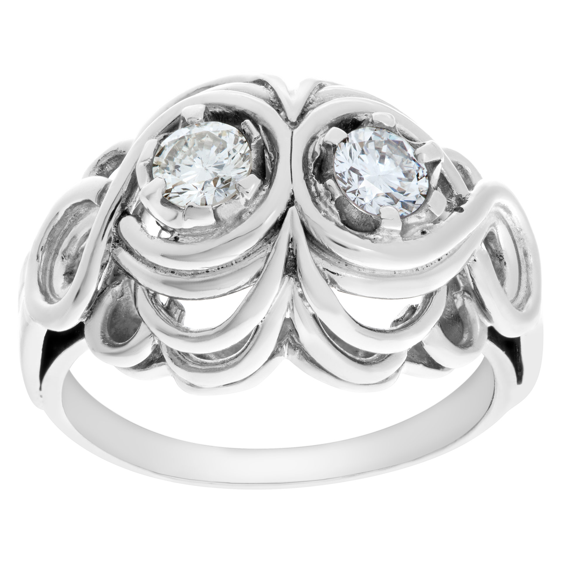 Vintage diamond ring in 18k white gold image 1