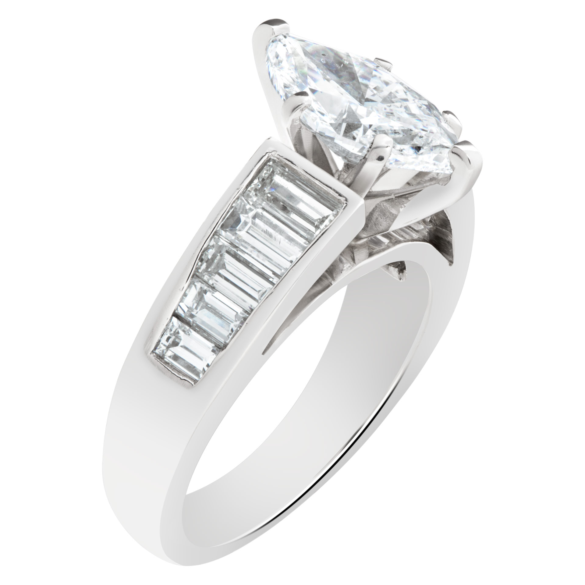 GIA certified marquise brilliant cut diamond 1.53 carat (D color, SI1 clarity) set in platinum setting image 4