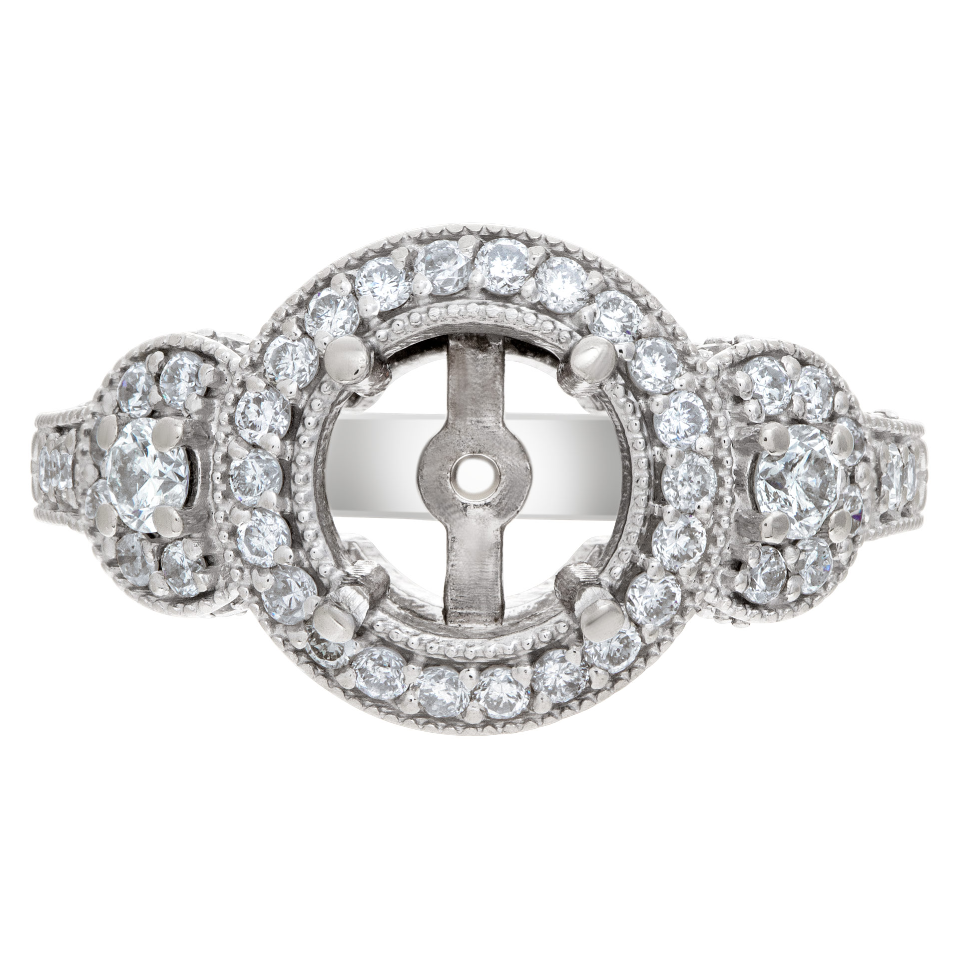 Beautiful diamond setting with approximately 1 carat full cut round brilliant diamonds, set in 14k white gold image 2