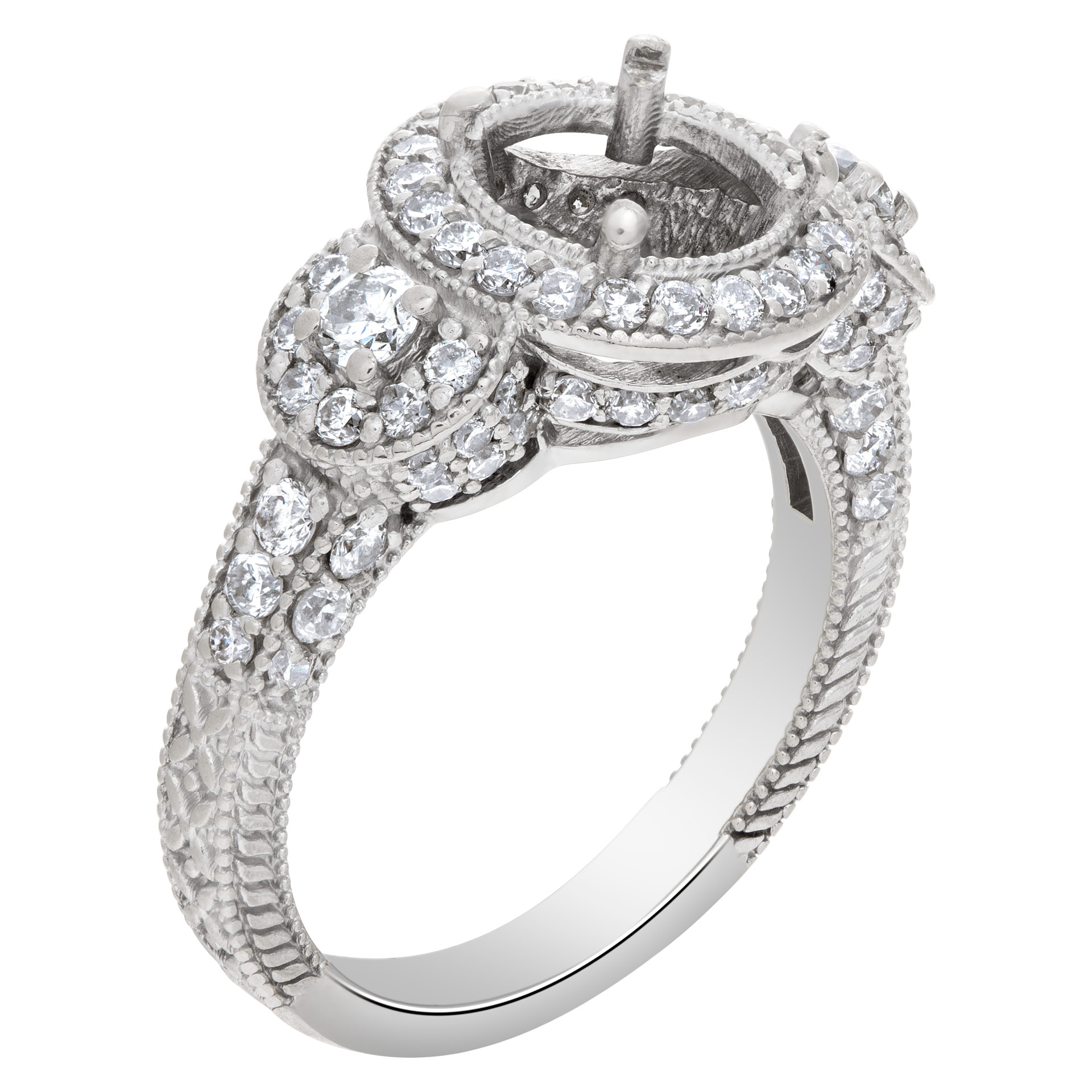 Beautiful diamond setting with approximately 1 carat full cut round brilliant diamonds, set in 14k white gold image 3