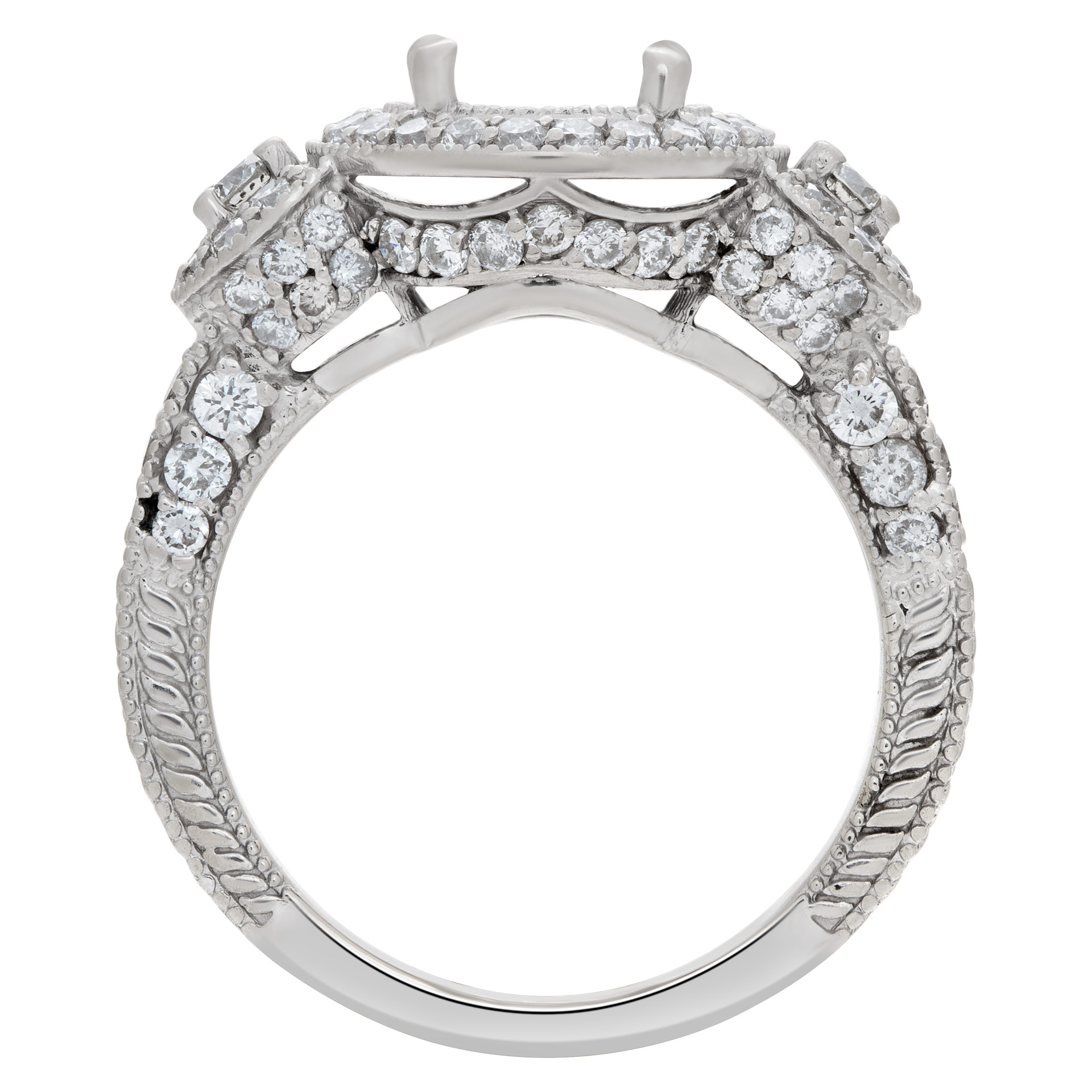 Beautiful diamond setting with approximately 1 carat full cut round brilliant diamonds, set in 14k white gold image 5