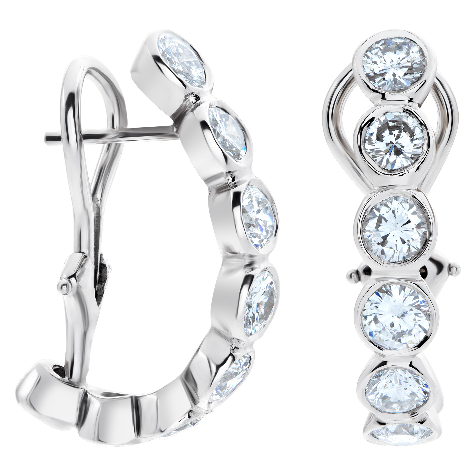 Platinum semi-hoop earrings with 3.75 carats in round diamonds image 3