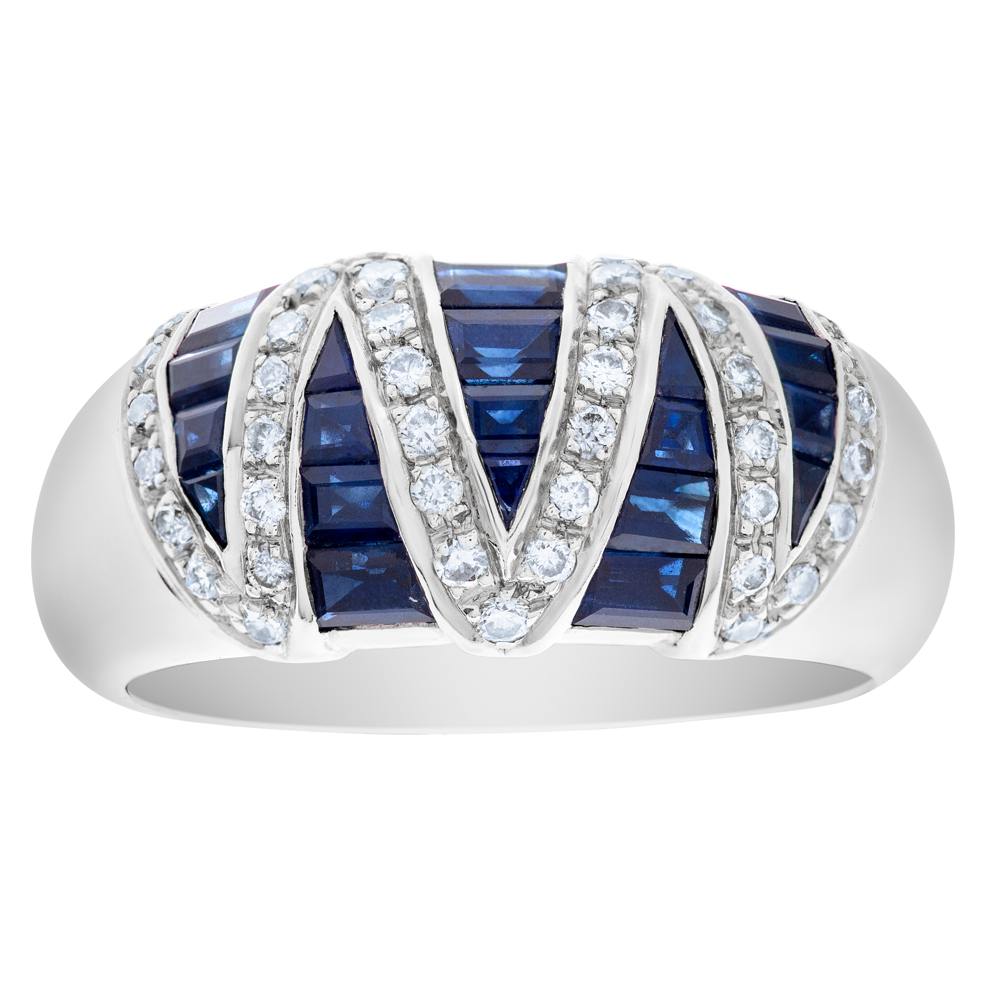 Sapphire and diamond ring in 18k white gold image 1