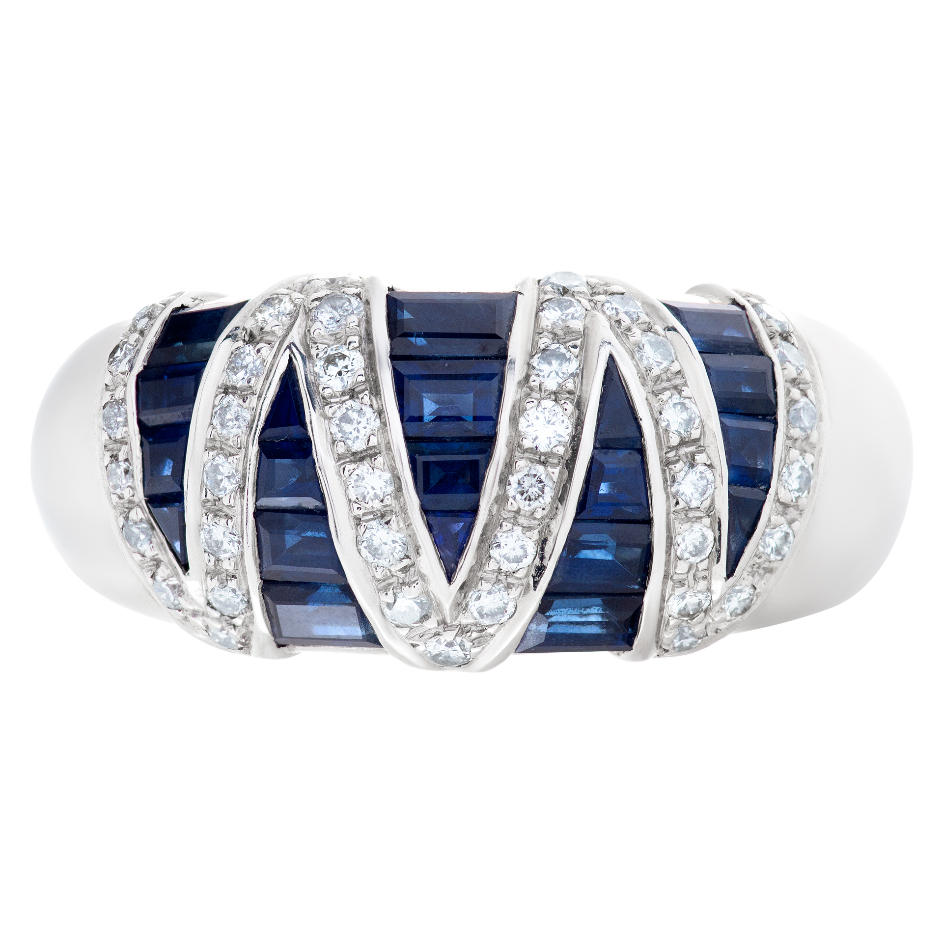 Sapphire and diamond ring in 18k white gold image 2