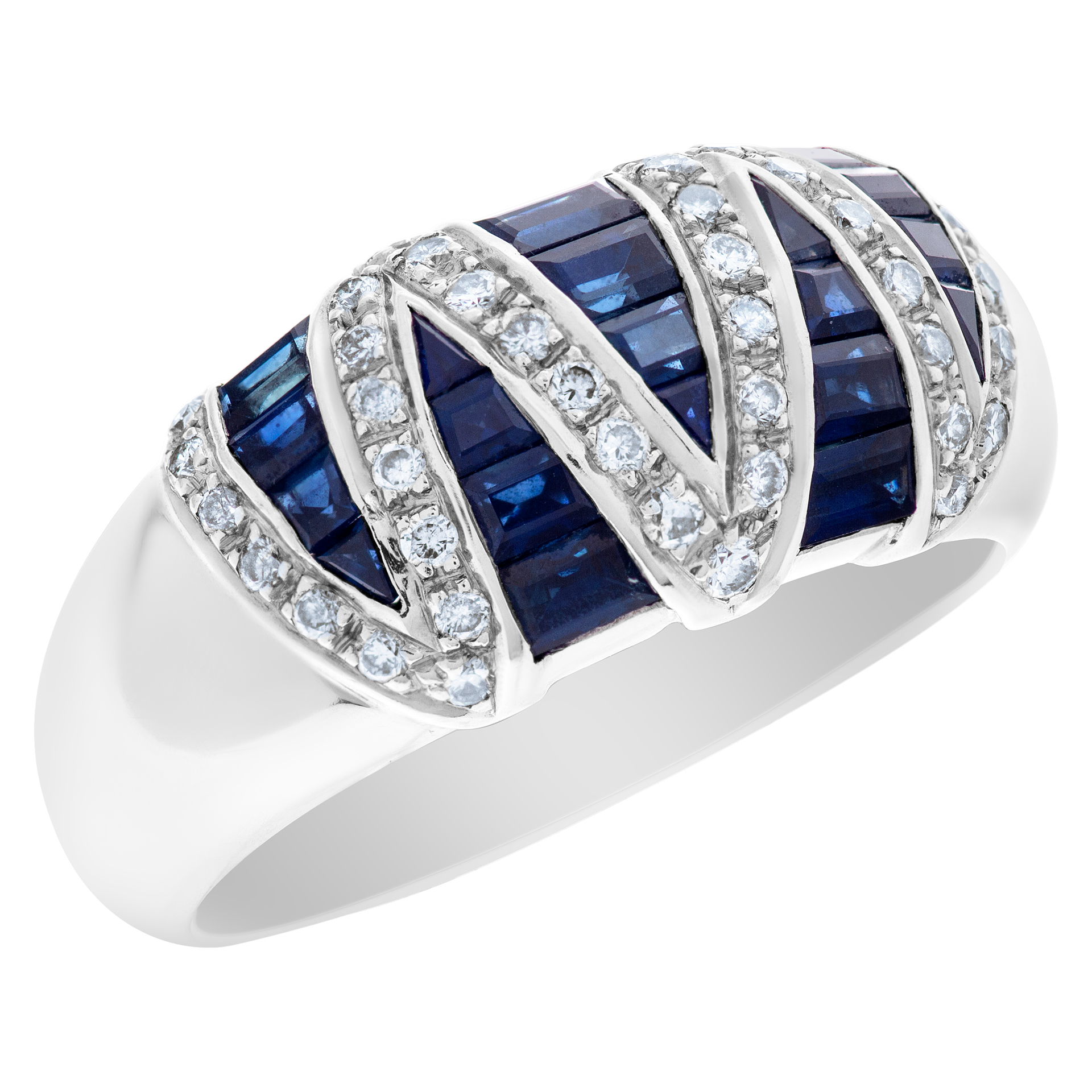 Sapphire and diamond ring in 18k white gold image 3