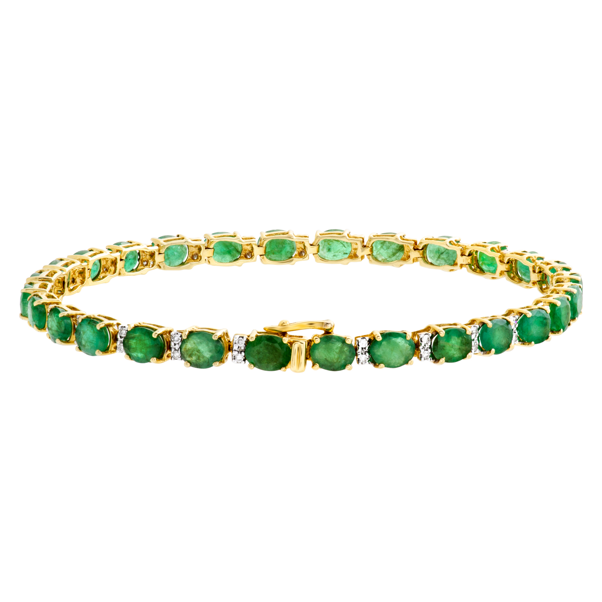 Emerald and diamond line bracelet in 14k image 2