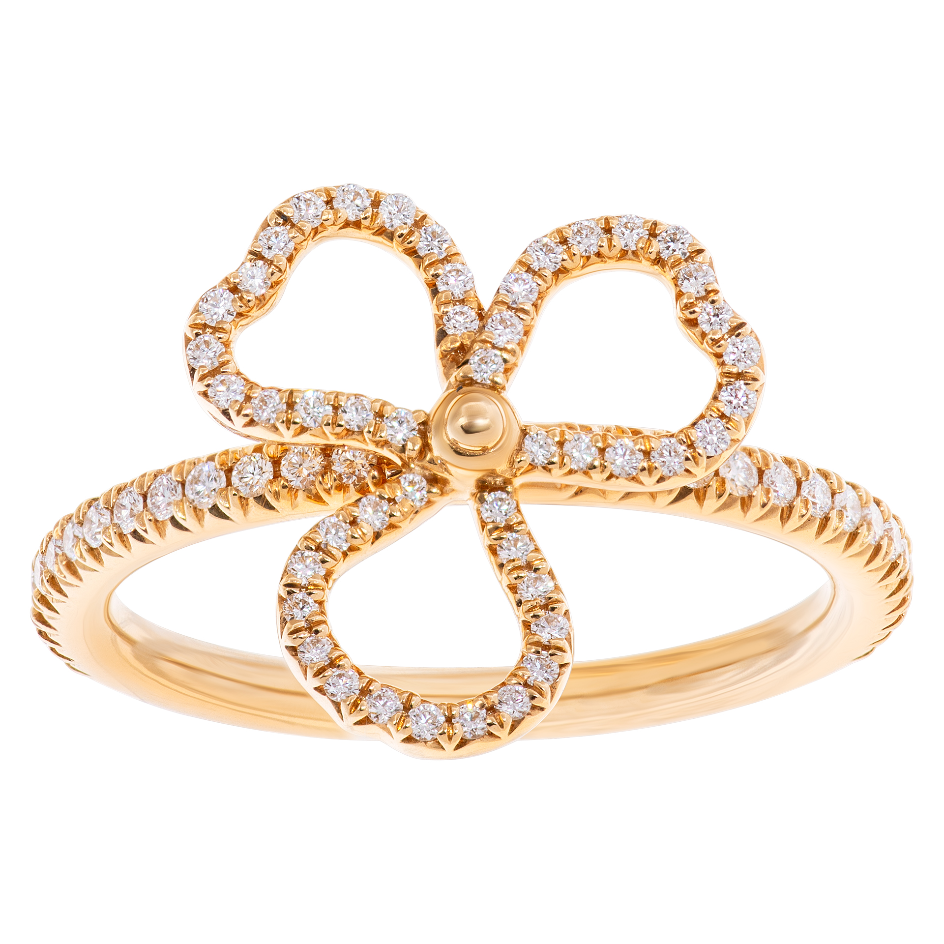 Tiffany & Co. "Paper Flowers" collection, open 3 leaves clover ring with 0.14 carat in diamonds, set in 18k rose gold image 1