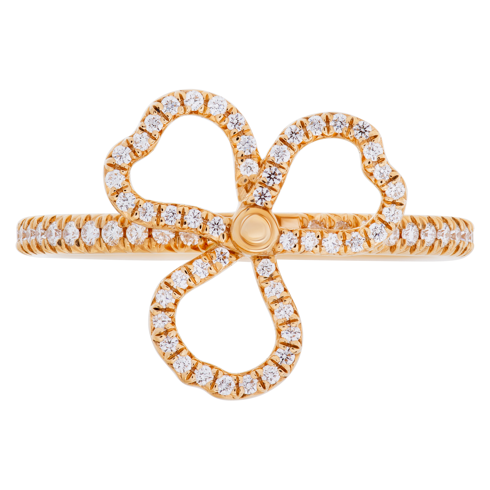Tiffany & Co. "Paper Flowers" collection, open 3 leaves clover ring with 0.14 carat in diamonds, set in 18k rose gold image 2