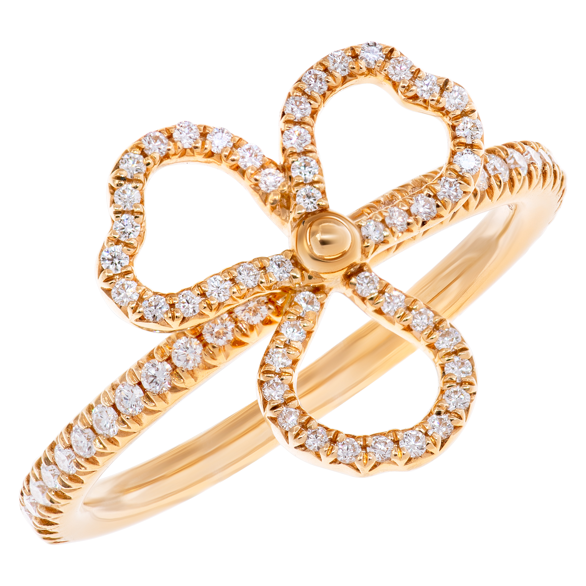 Tiffany & Co. "Paper Flowers" collection, open 3 leaves clover ring with 0.14 carat in diamonds, set in 18k rose gold image 3