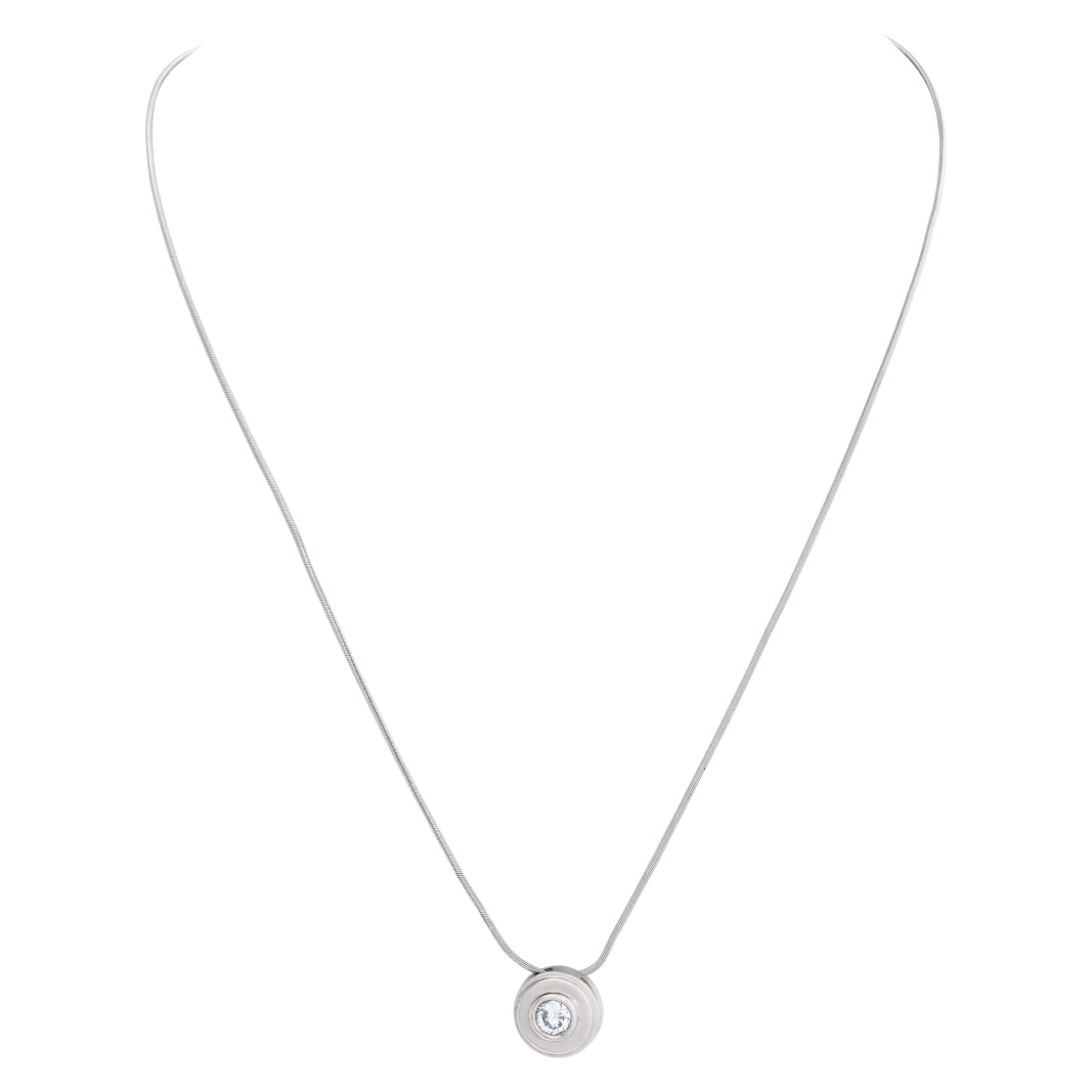 Diamond necklace on 14k white gold "diamond cut"  italian chain image 2