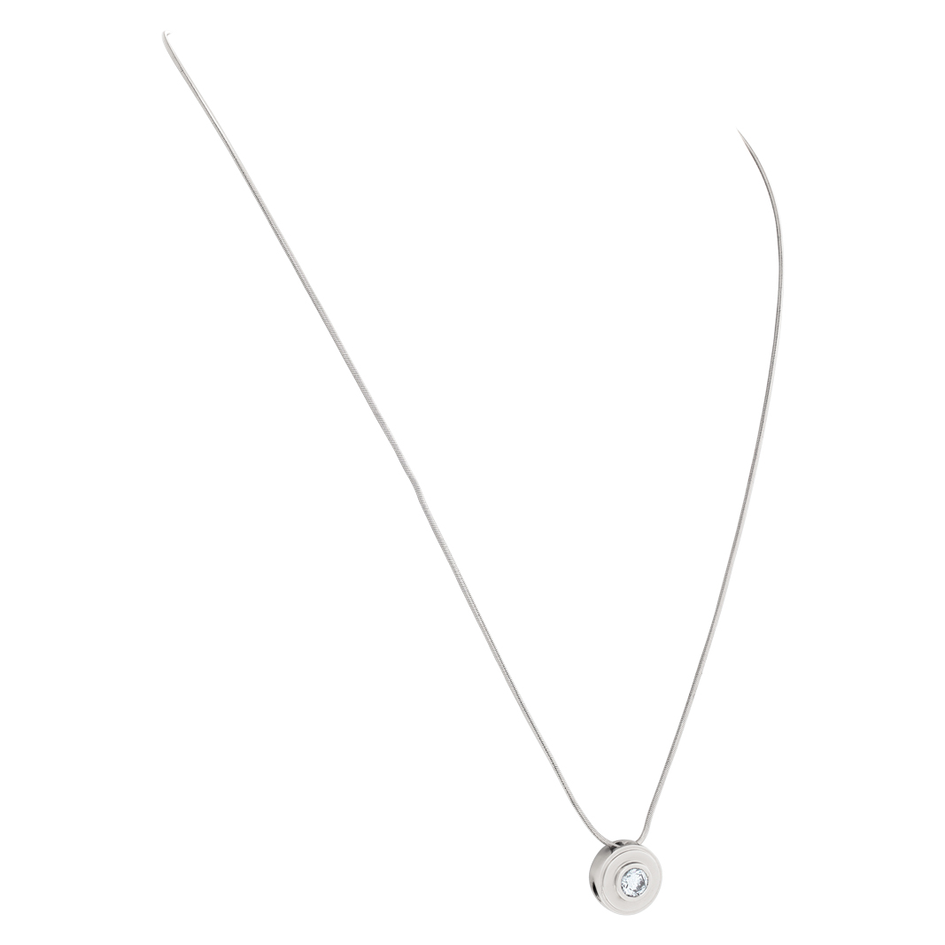 Diamond necklace on 14k white gold "diamond cut"  italian chain image 4